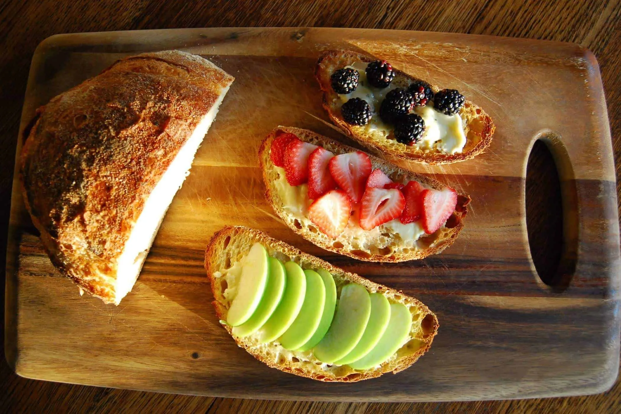 Cheese Fruit and Honey Bruschetta