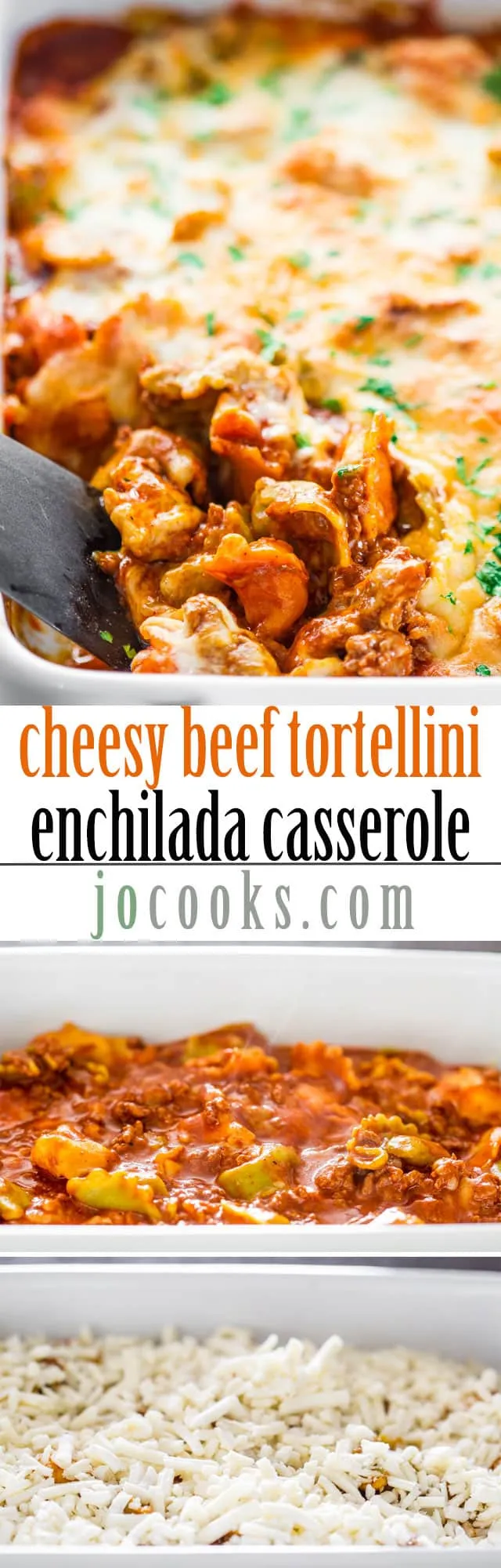 Cheesy Beef Tortellini Enchilada Casserole