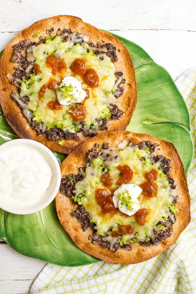 Cheesy Broccoli Black Bean Tostadas
