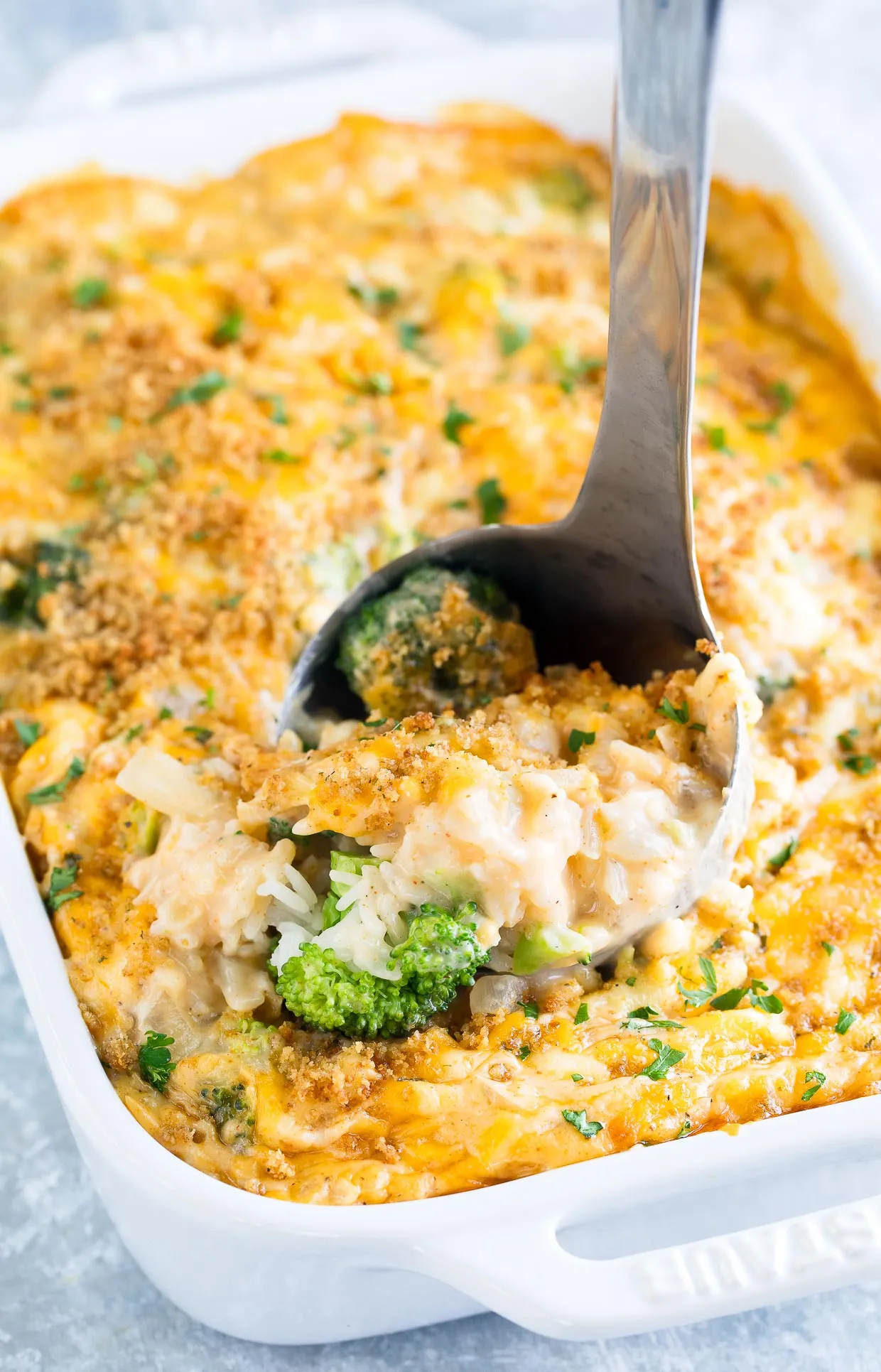 Cheesy Broccoli Rice Casserole Vegan