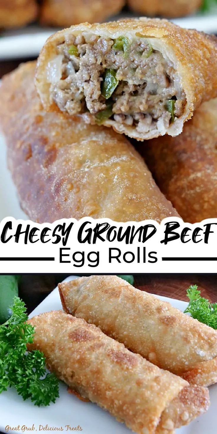 Cheesy Ground Beef Egg Rolls