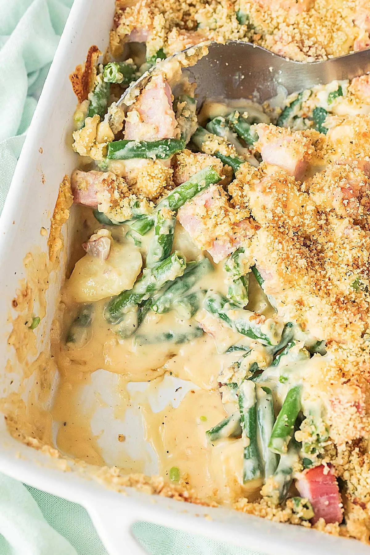 Cheesy Ham Green Bean Casserole