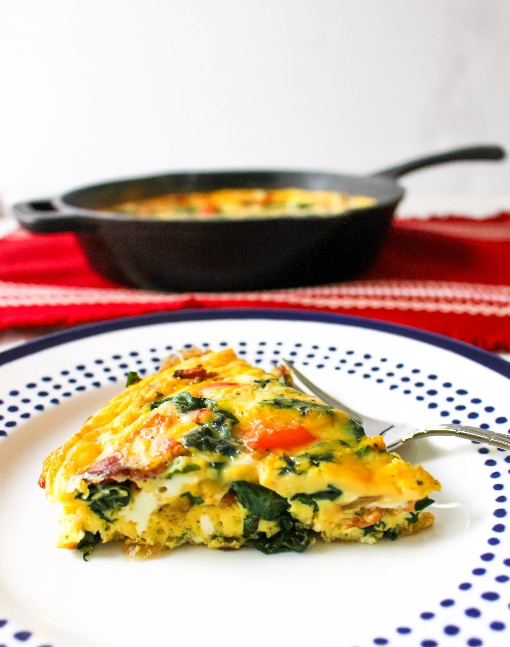 Cheesy Low Carb Frittata with Peppers, Mushrooms, and Bacon