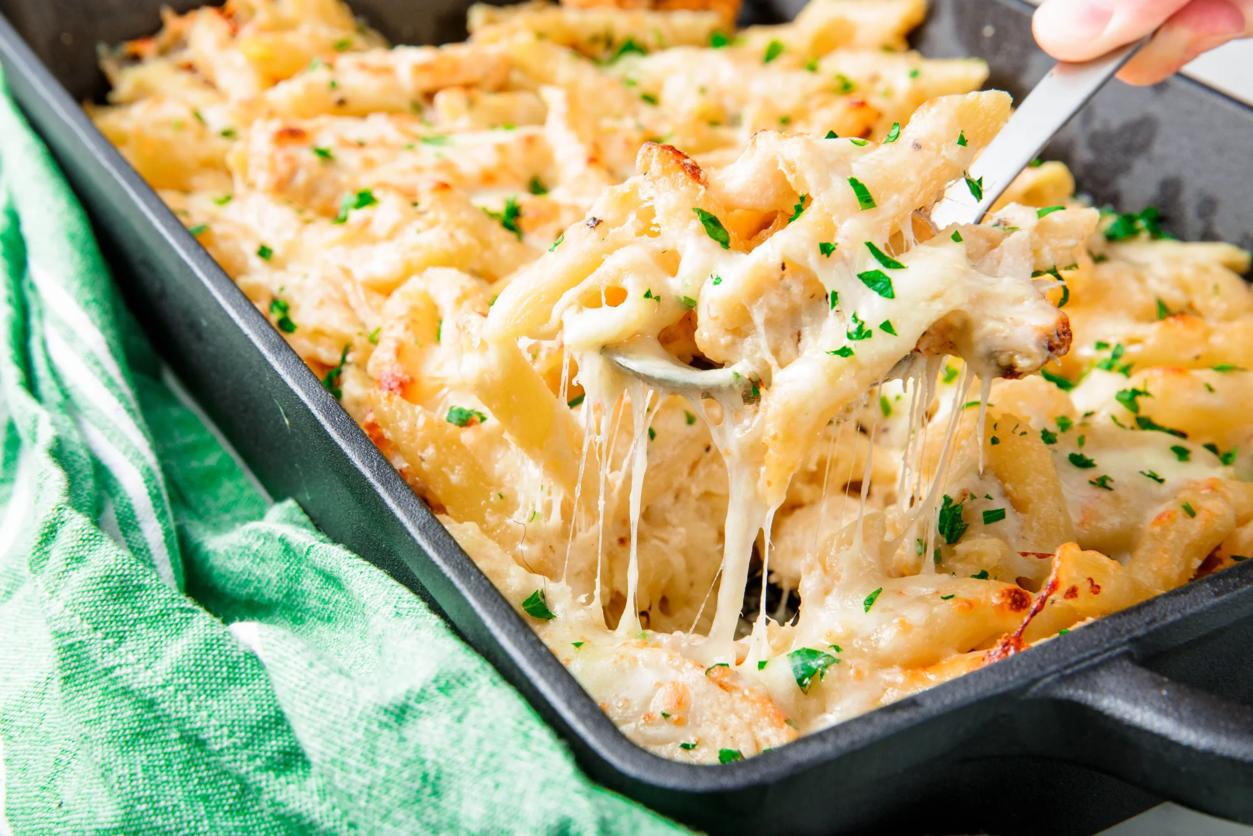 Cheesy Pasta Meat Sauce Alfredo Sauce