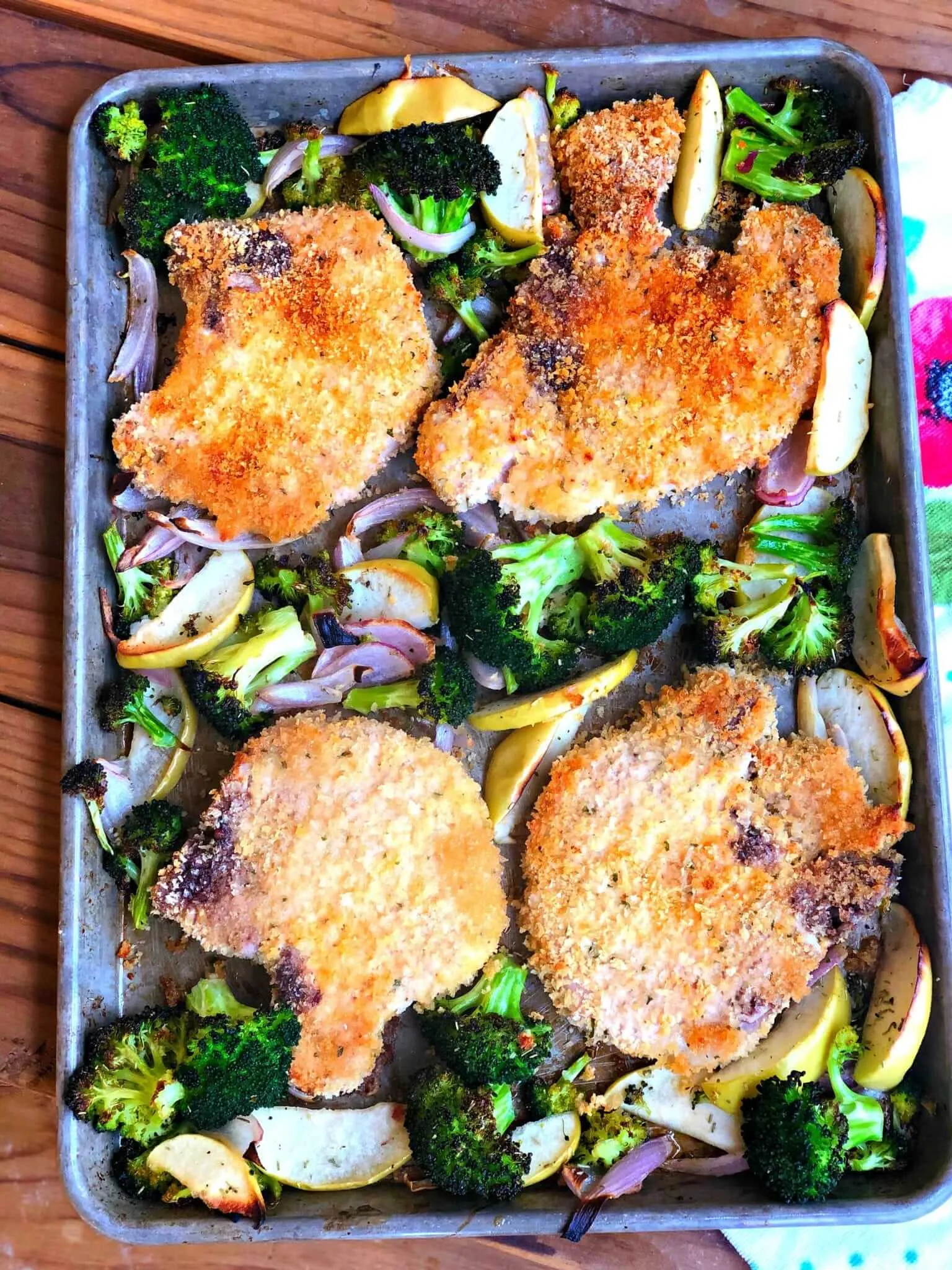 Cheesy Pork Chop Sheet Pan Dinner
