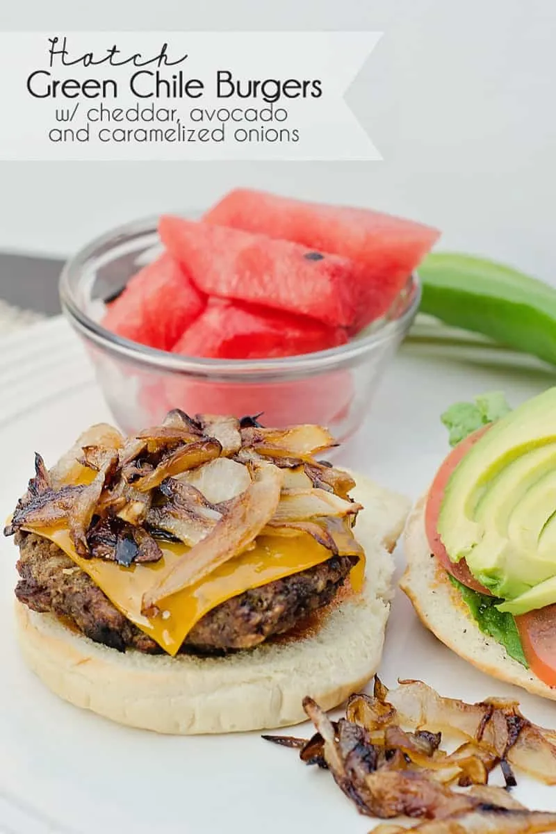 Cheesy Stuffed Burgers with Hatch Chile Relish