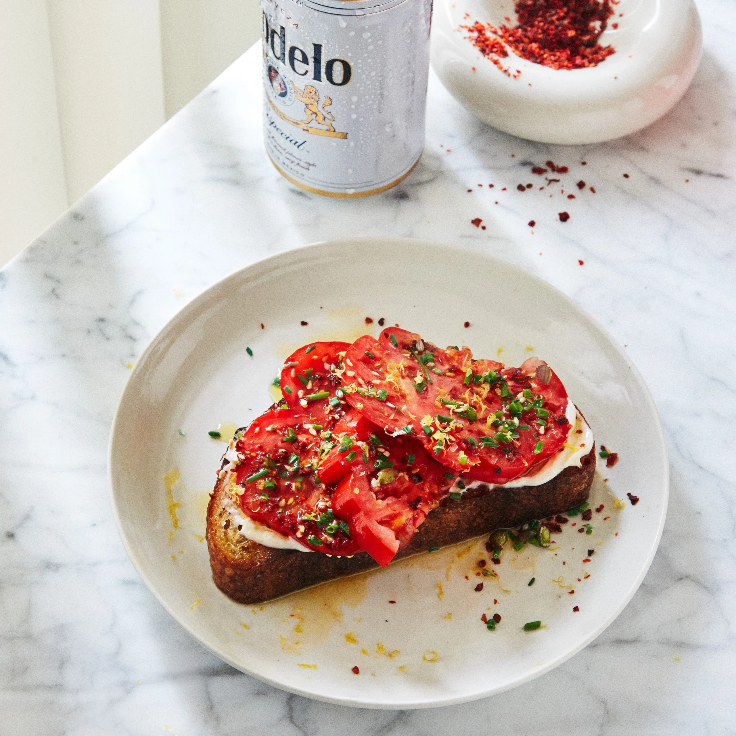 Cheesy Vinegary Tomato Toast