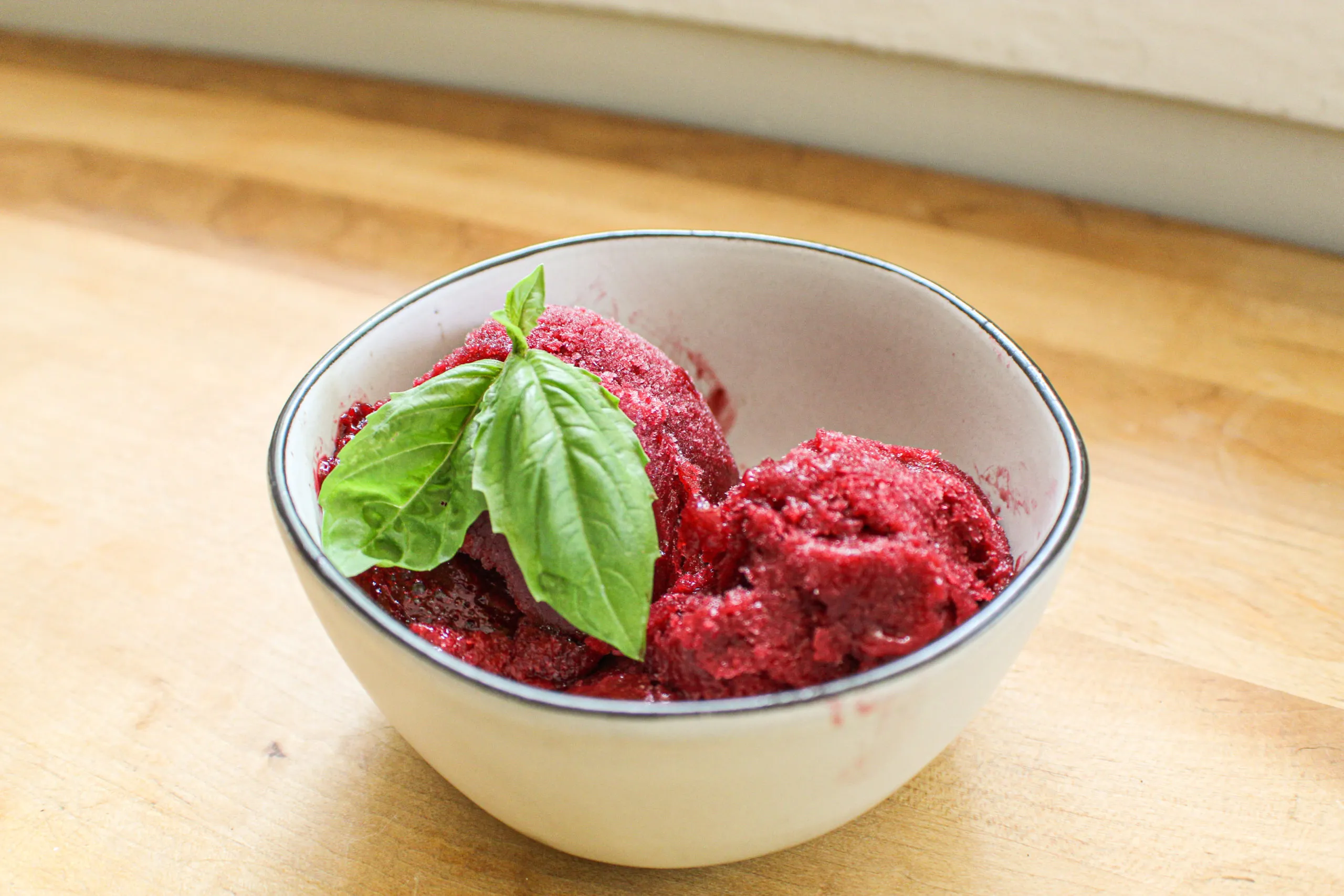 Cherry Grapefruit Basil Sorbet