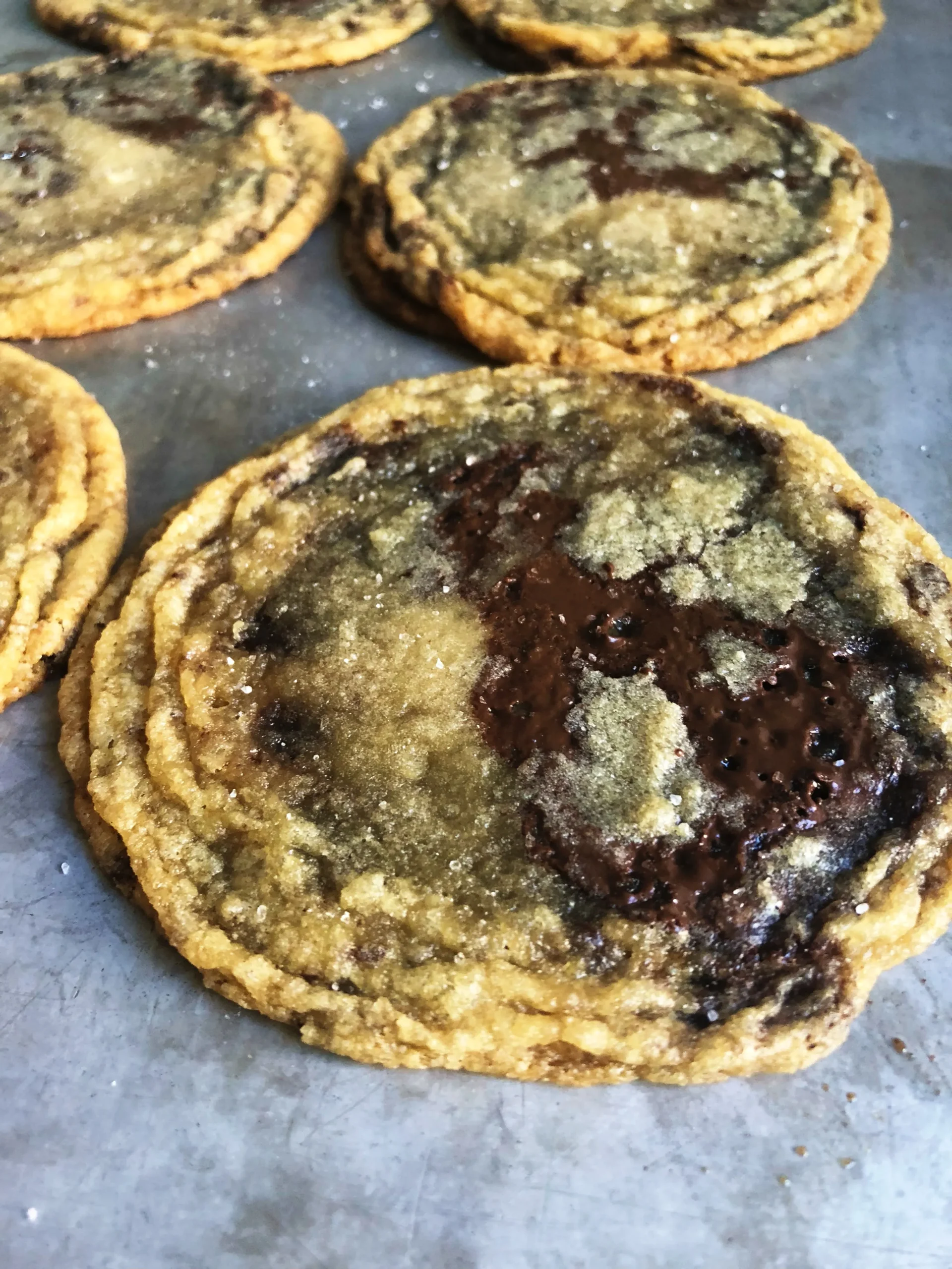 Chewy Crinkle Chocolate Chip Cookies