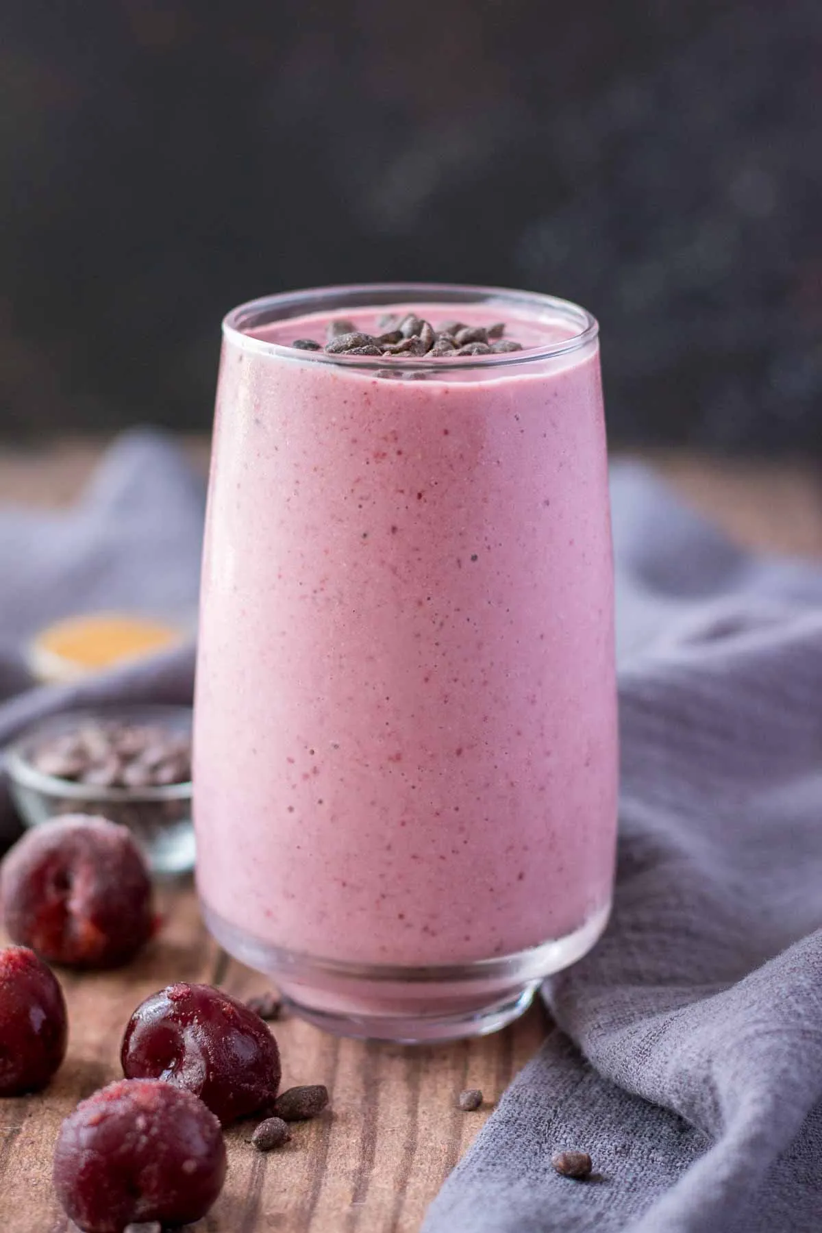 Chia Chocolate Cherry Banana Smoothie Paleo