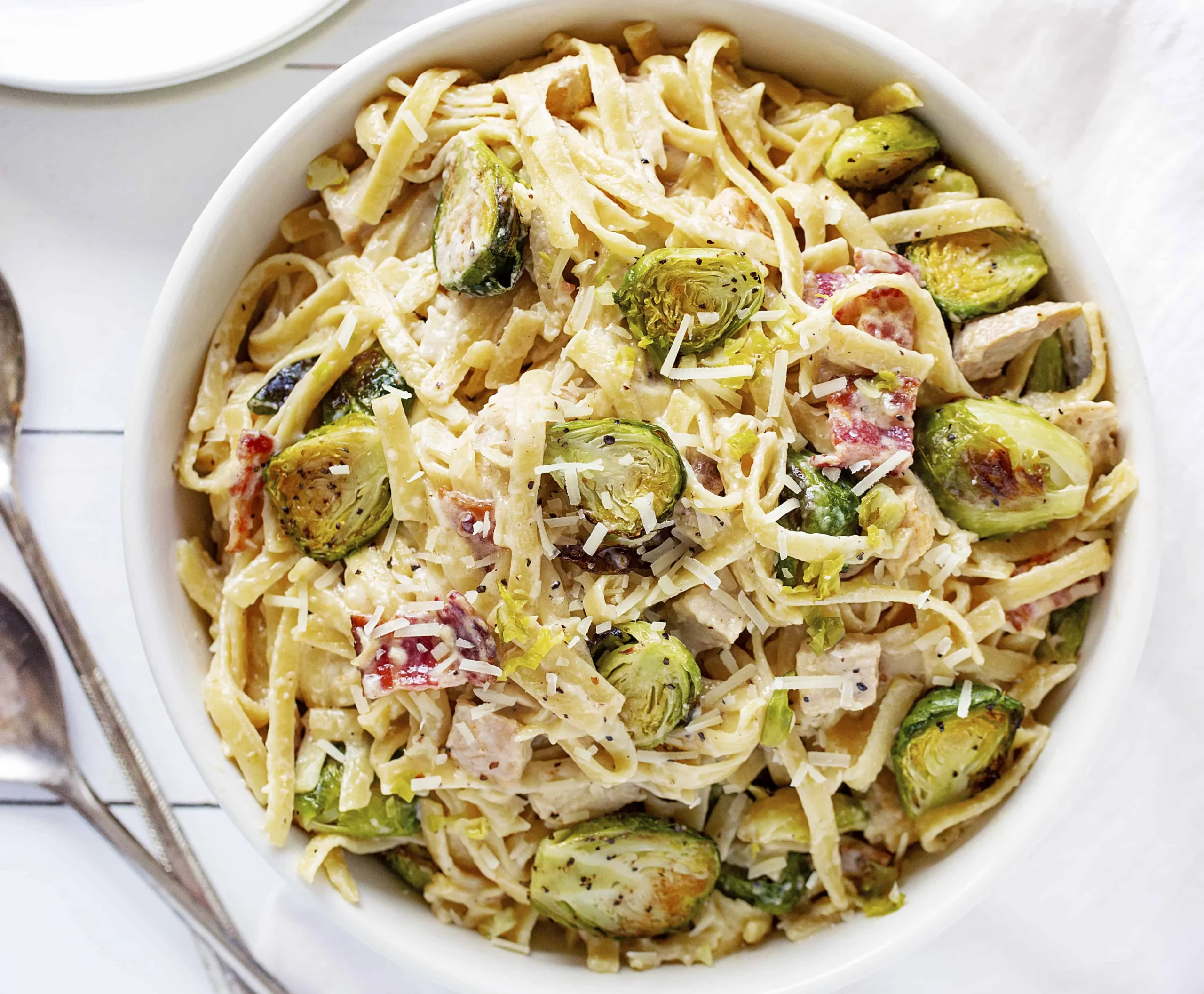 Chicken Bacon Brussel Sprouts Alfredo