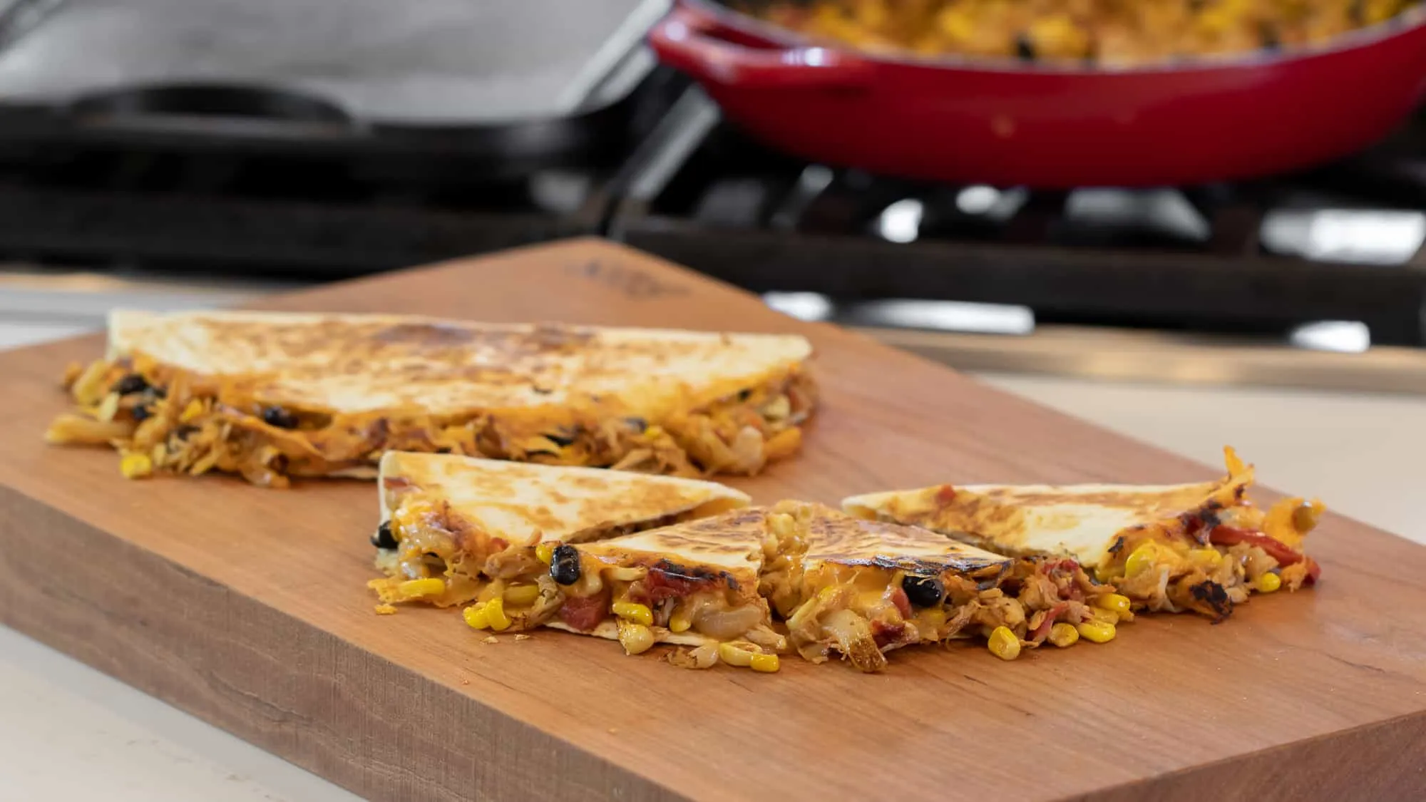 Chicken Quesadilla with Black Beans and Corn