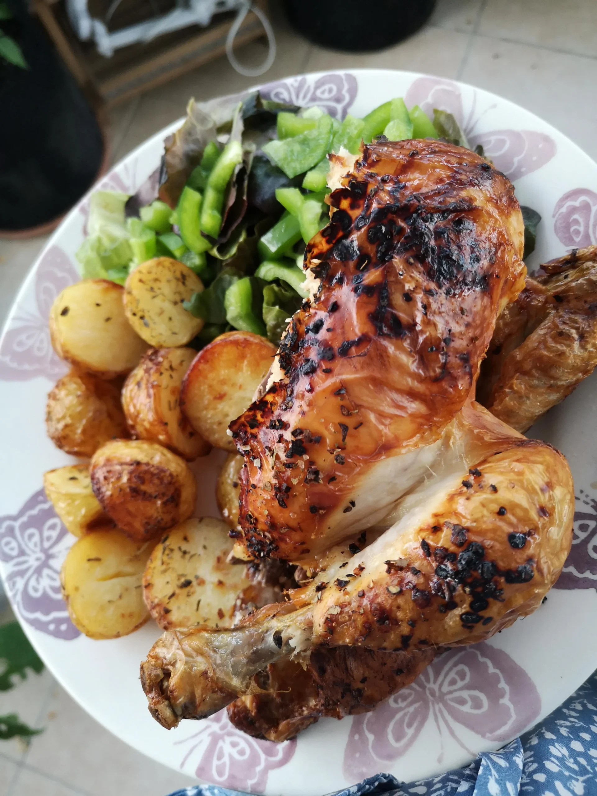 Chicken Salad with Greens, Roasted Potatoes, and Shallots