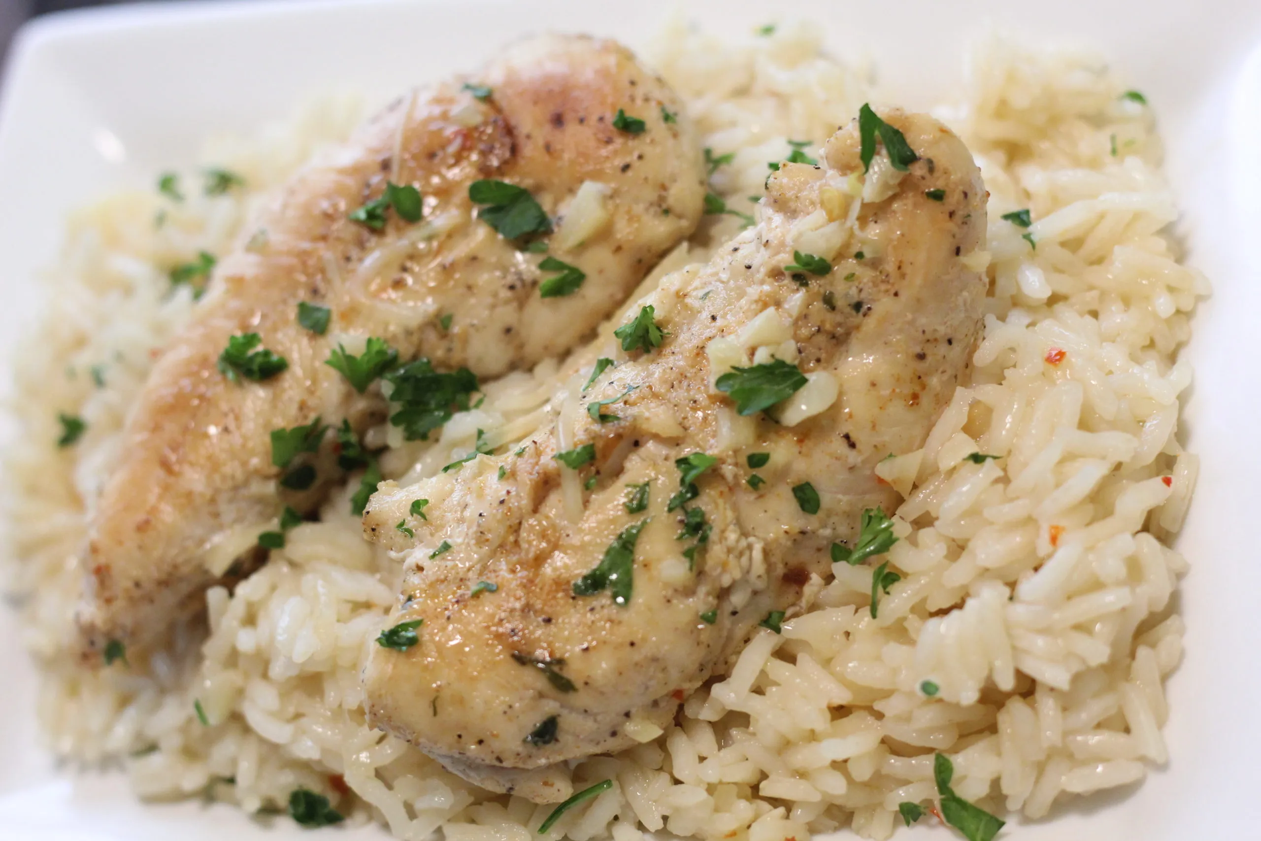 Chicken Scampi with Garlic Parmesan Rice