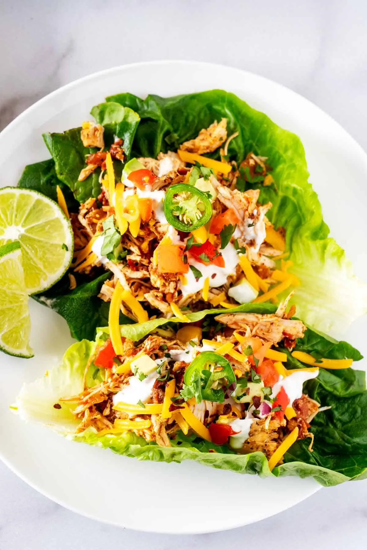 Chicken Taco Lettuce Wraps with Chipotle Sour Cream Sauce