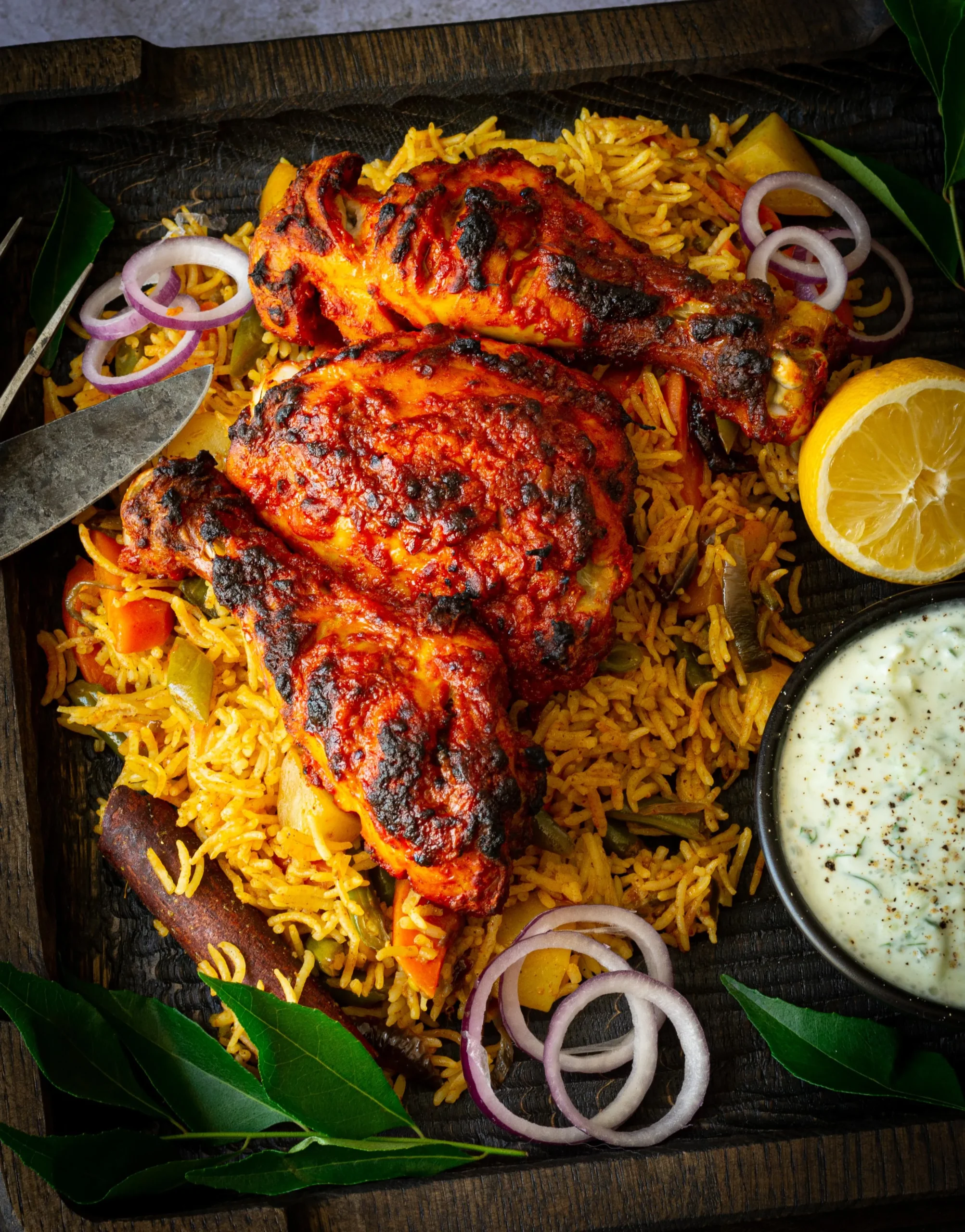 Chicken Tandoori with Vegetable Biryani