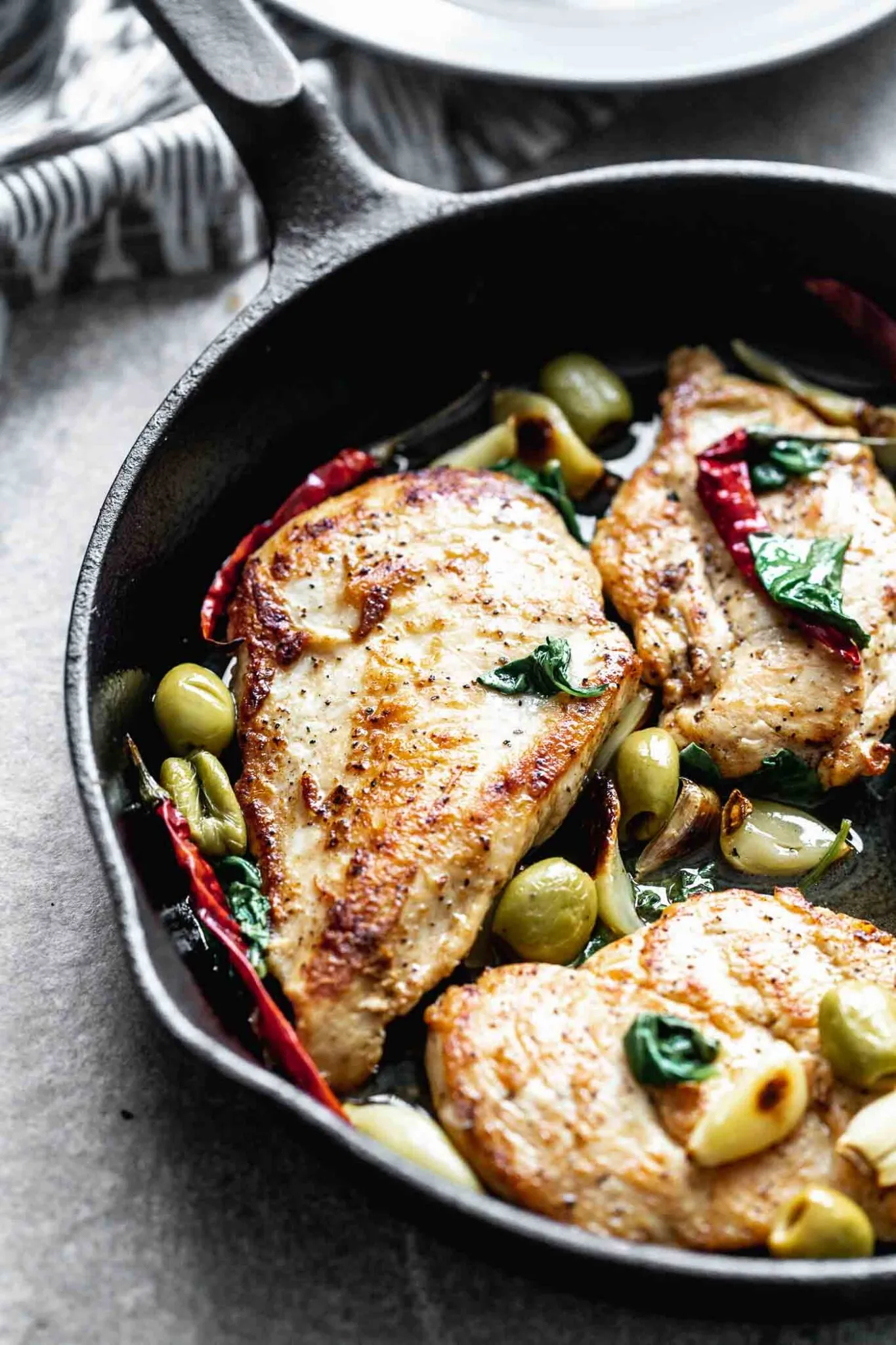 Chicken with Chiles, Olives, and Roasted Garlic