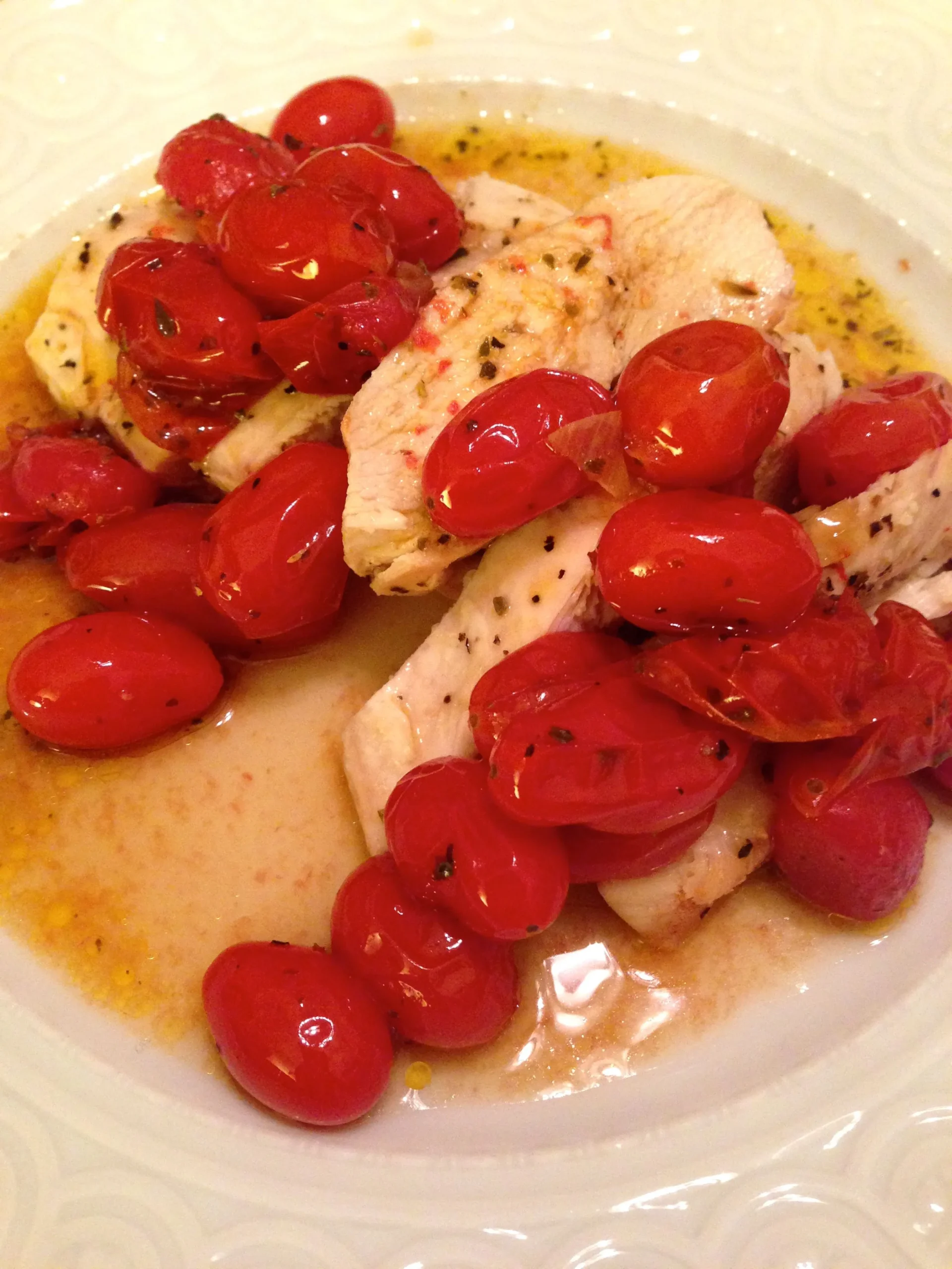Chicken with Herb Roasted Tomatoes and Pan Sauce