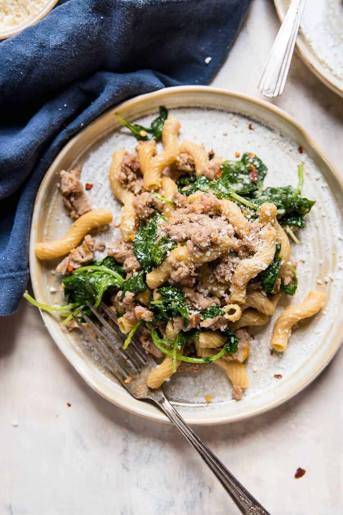 Chickpea Sausage and Kale Pasta