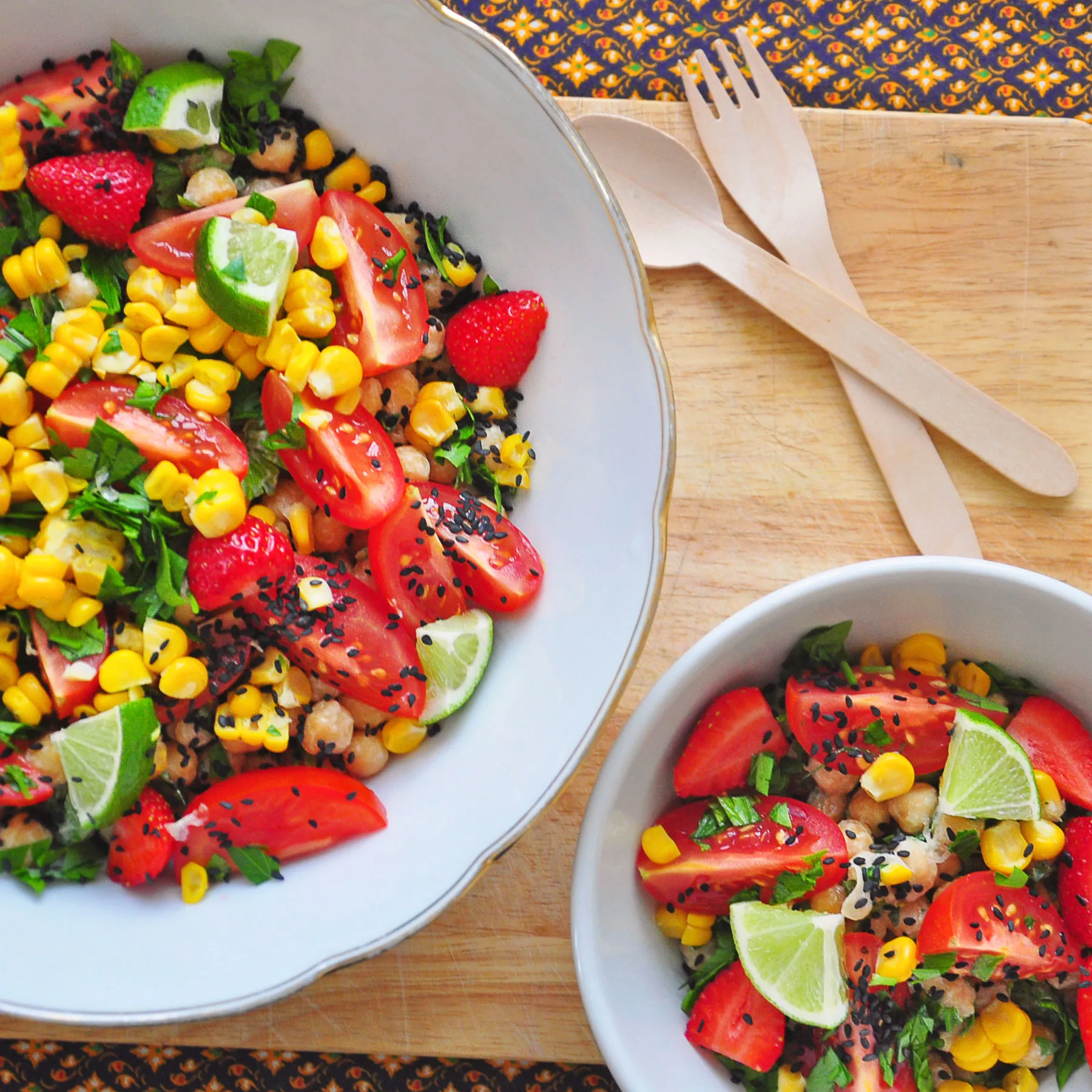 Chickpea Strawberry and Mango Salad