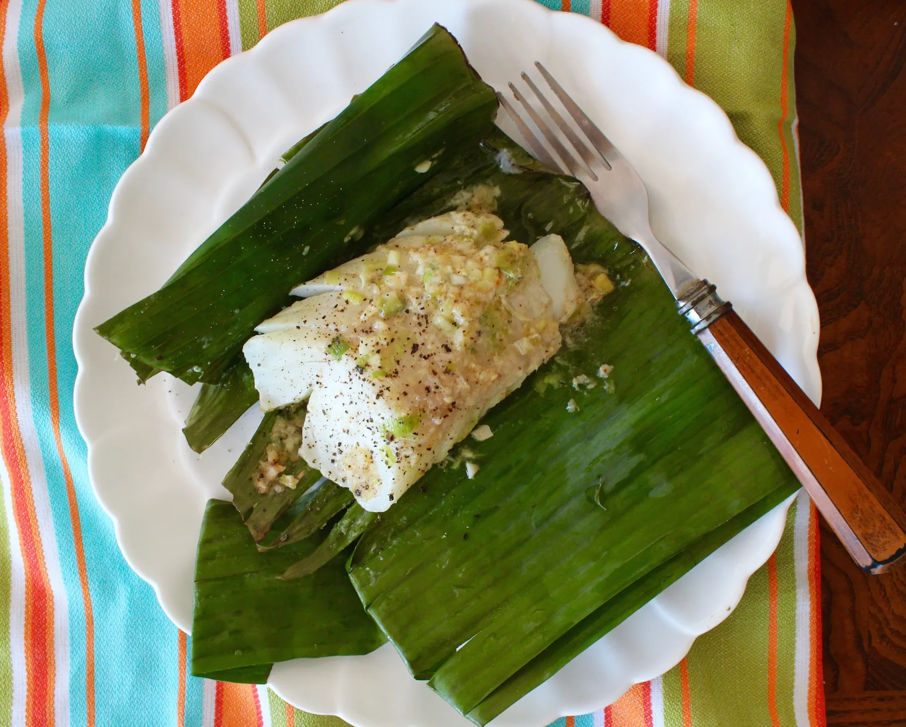 Chile Skate Roasted in Banana Leaves