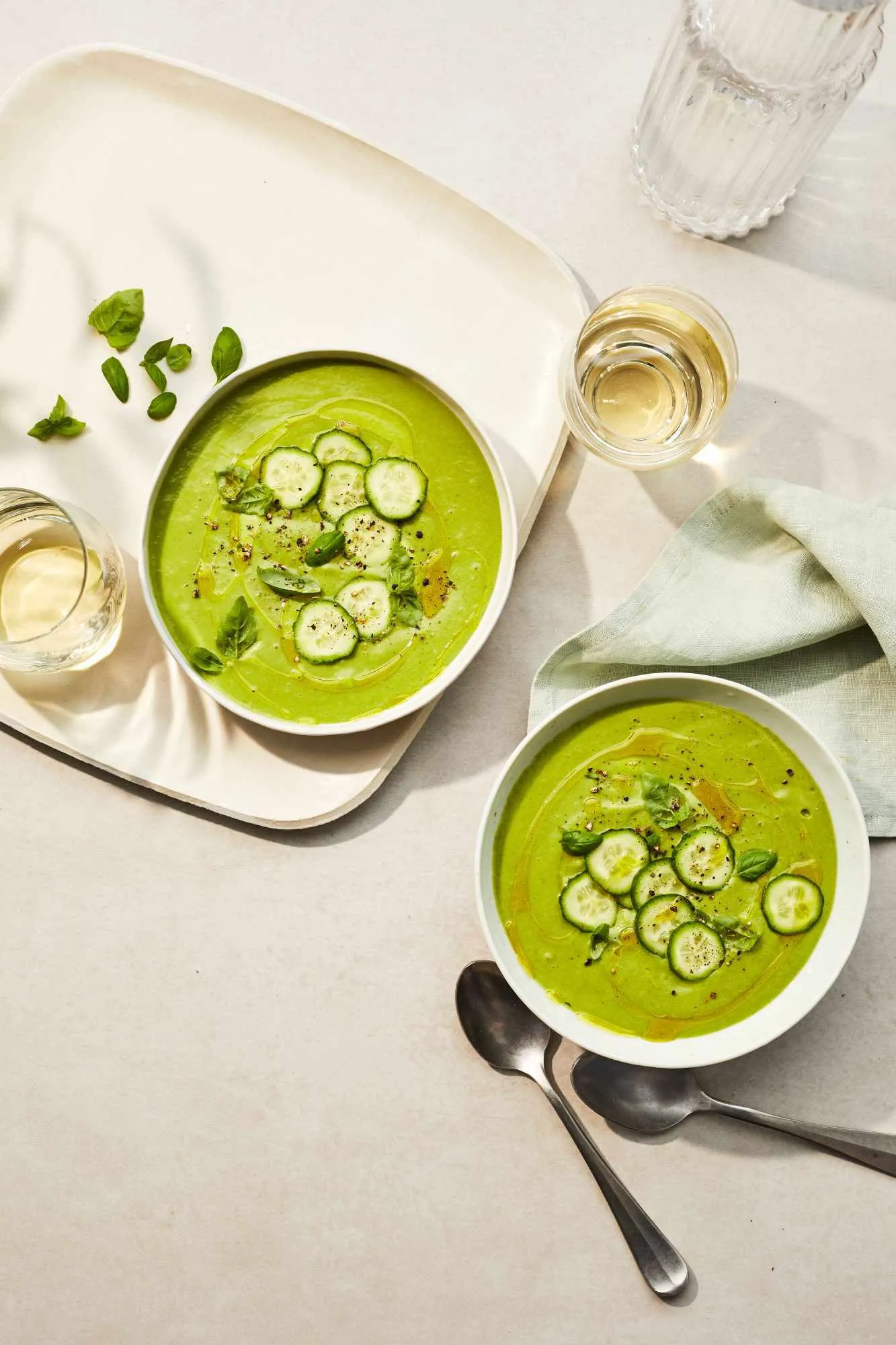 Chilled Sake Cucumber Honeydew Soup