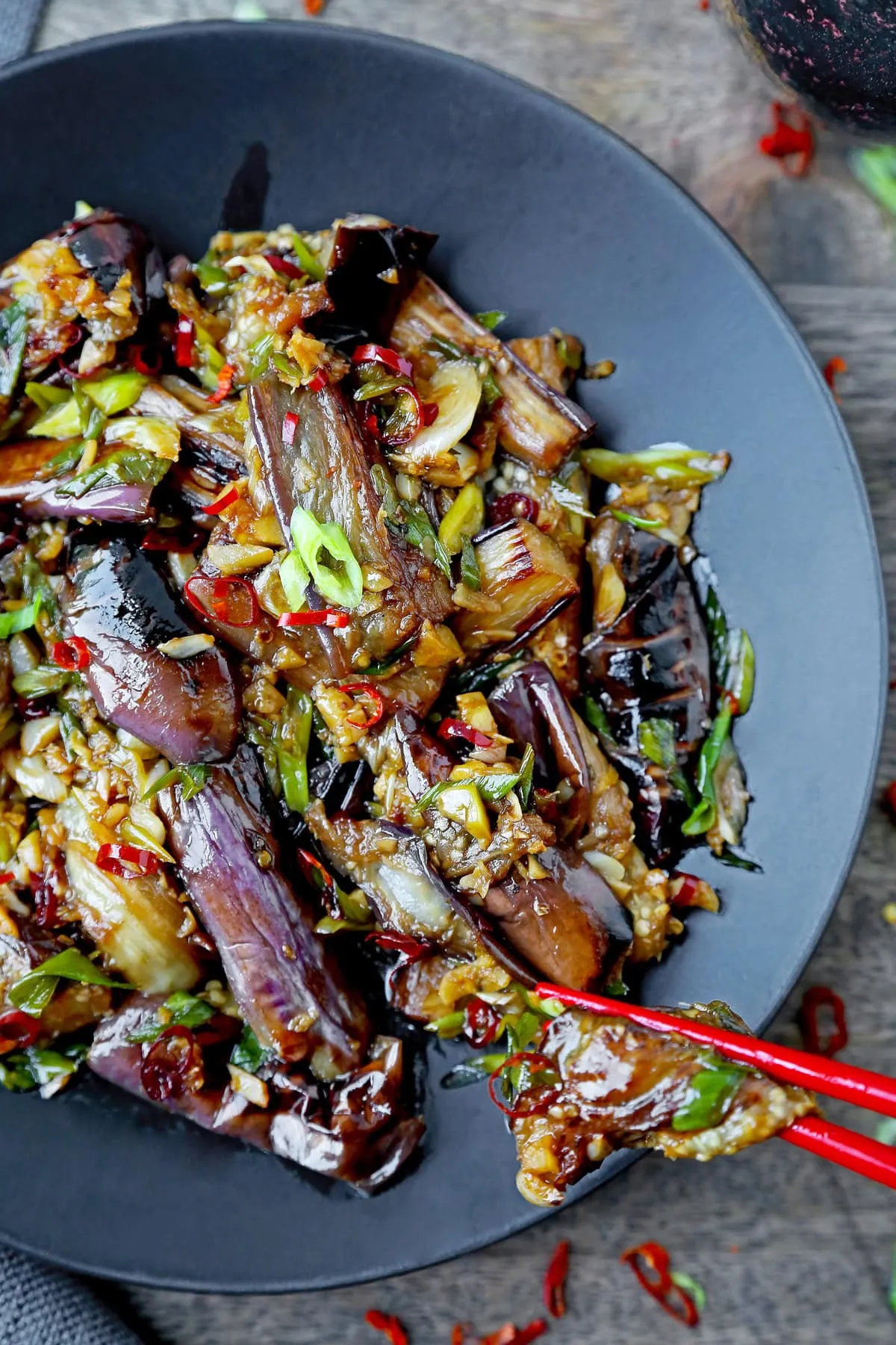 Chinese Style Eggplant in Sweet and Spicy Garlic Sauce