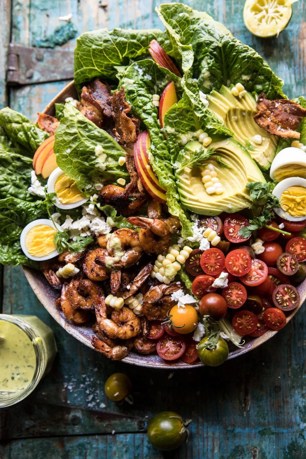 Chipotle Shrimp Cobb Salad with Jalapeno Corn Vinaigrette
