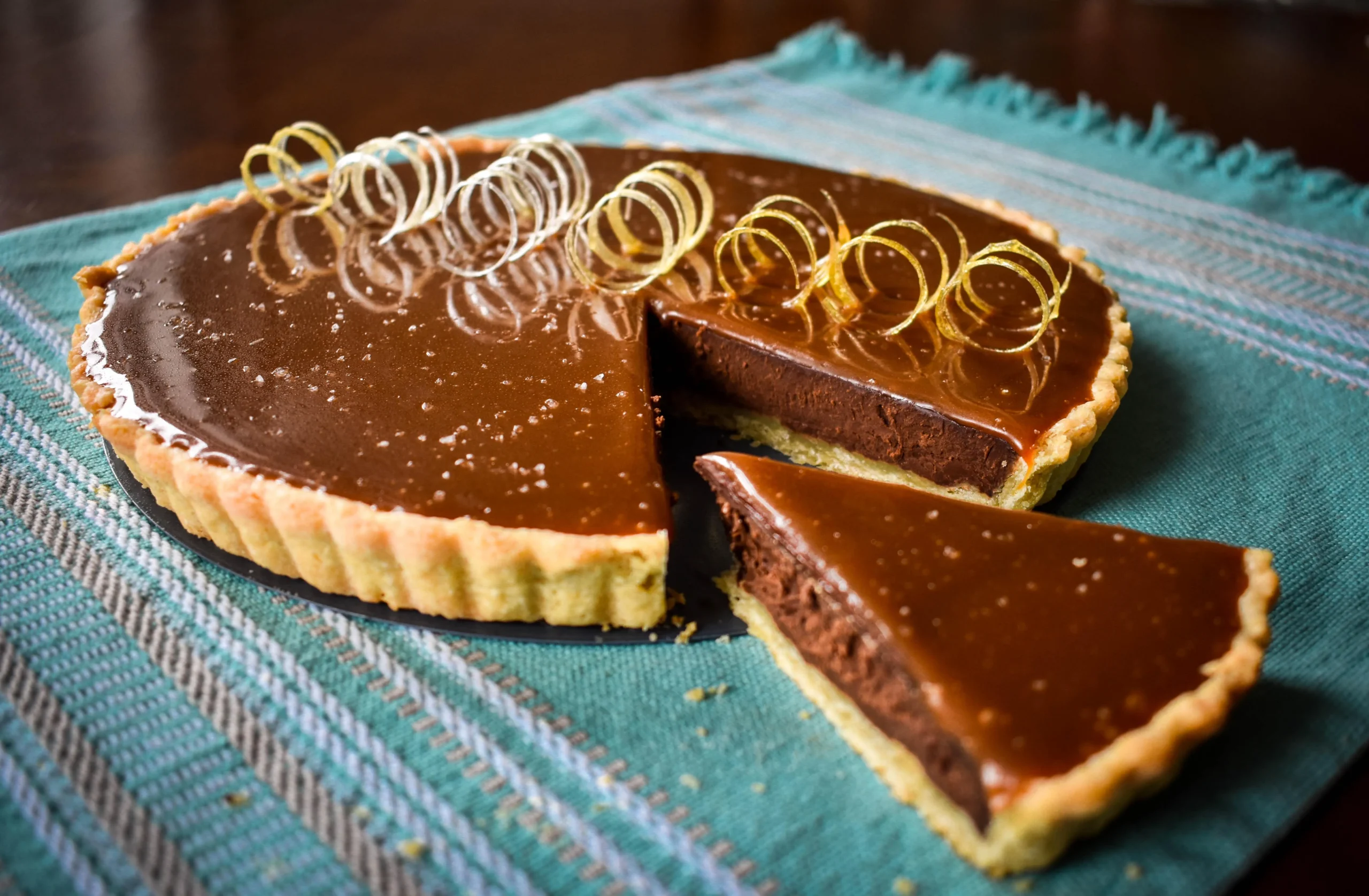 Chocolate Bourbon Caramel Tart
