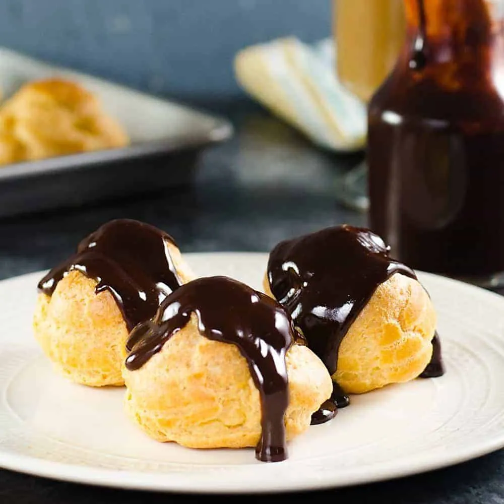 Chocolate Cardamom Cream Filled Profiteroles