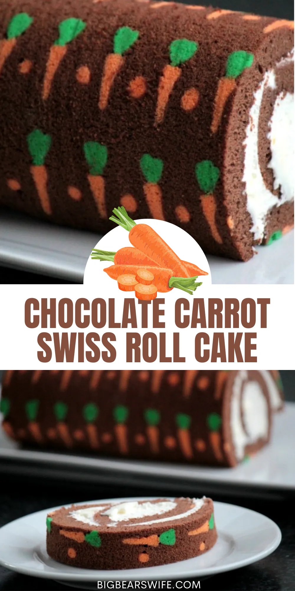 Chocolate Carrot Swiss Roll Cake