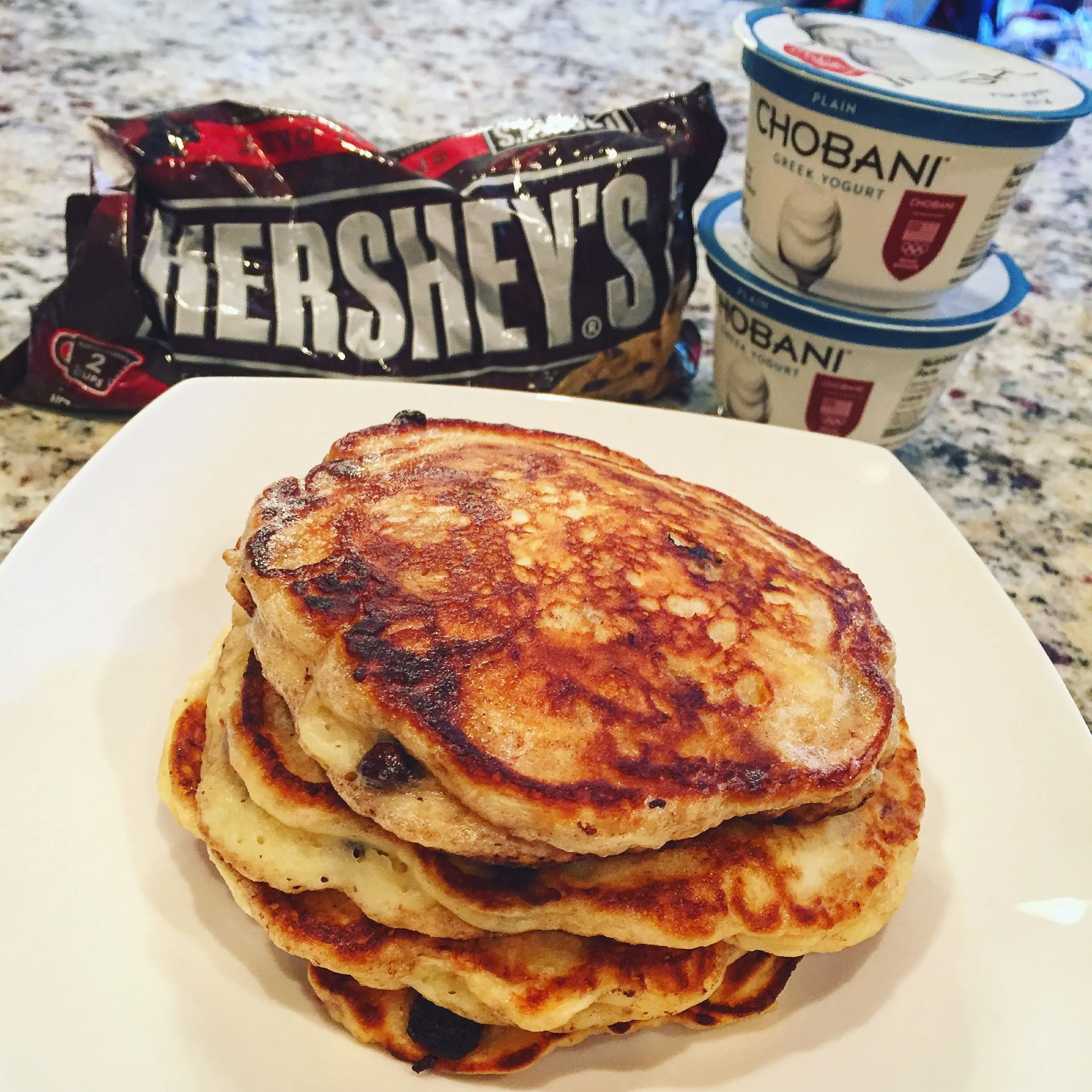 Chocolate Chip Greek Yogurt Pancakes