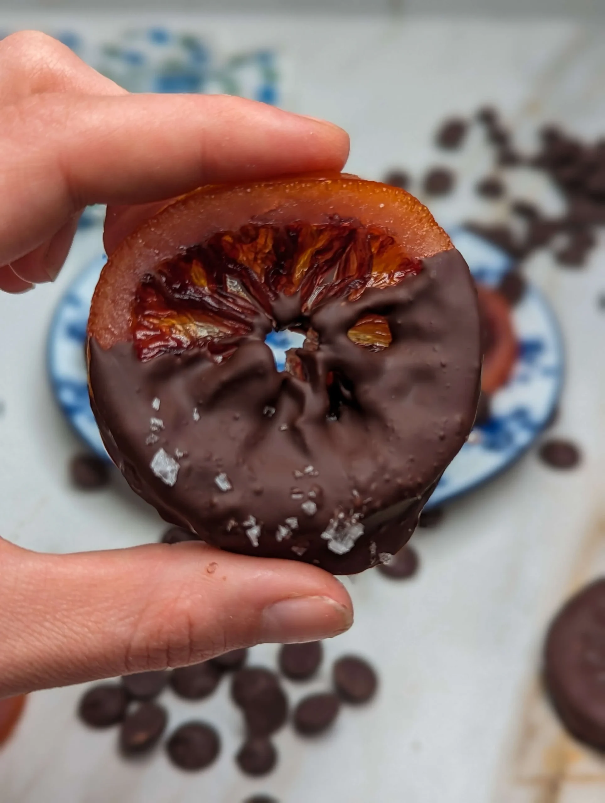 Chocolate Dipped Candied Blood Oranges