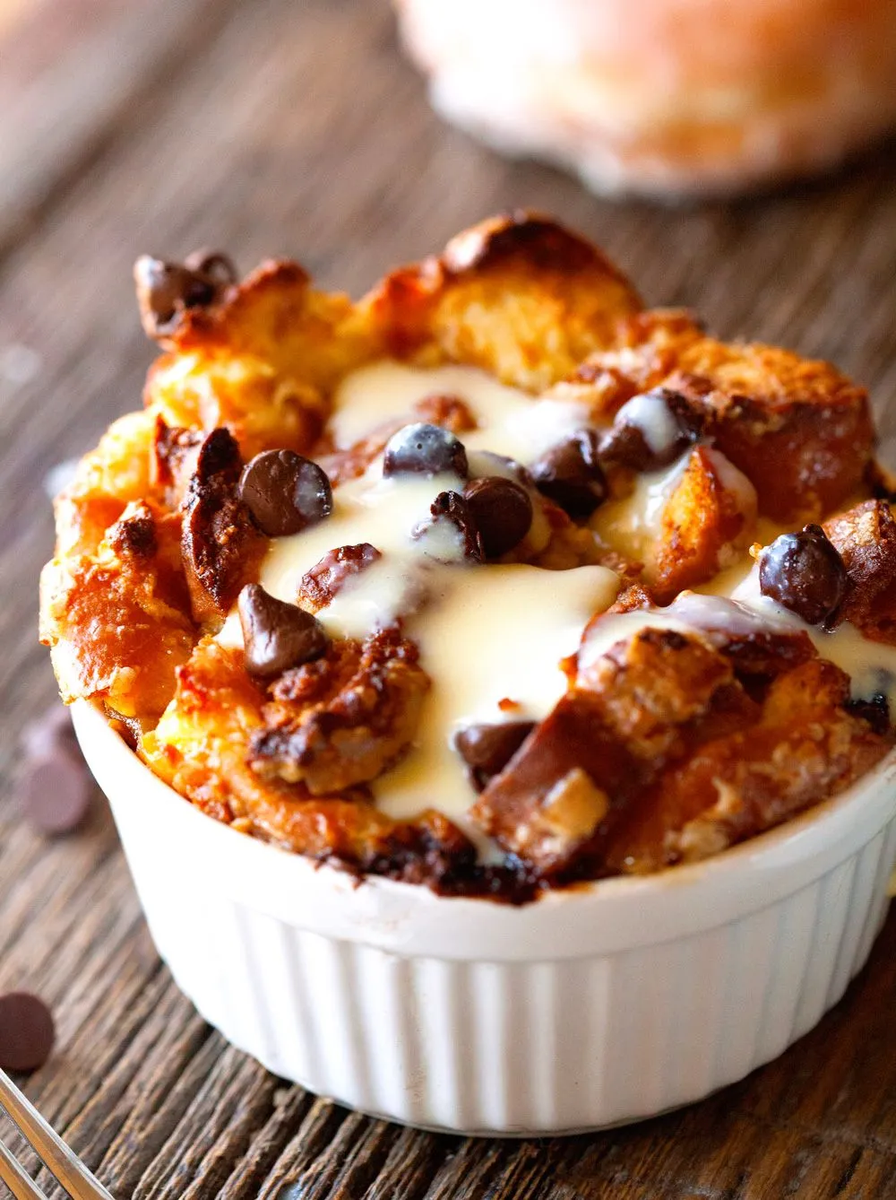 Chocolate Glazed Doughnut Bread Pudding