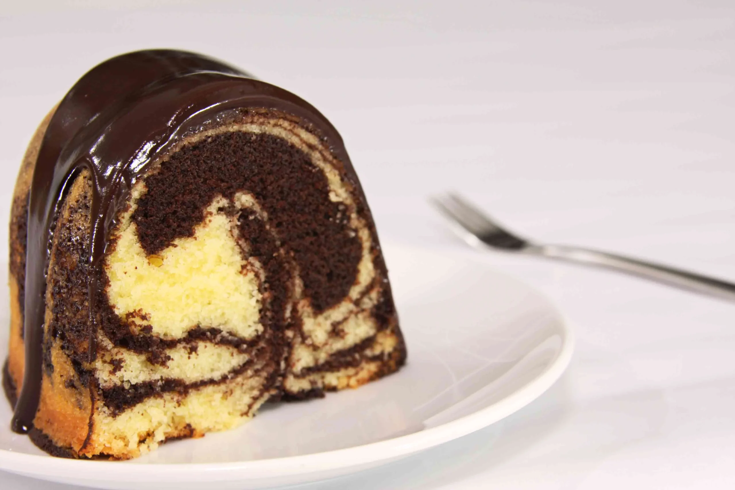 Chocolate Marble Cake with Shiny Chocolate Glaze