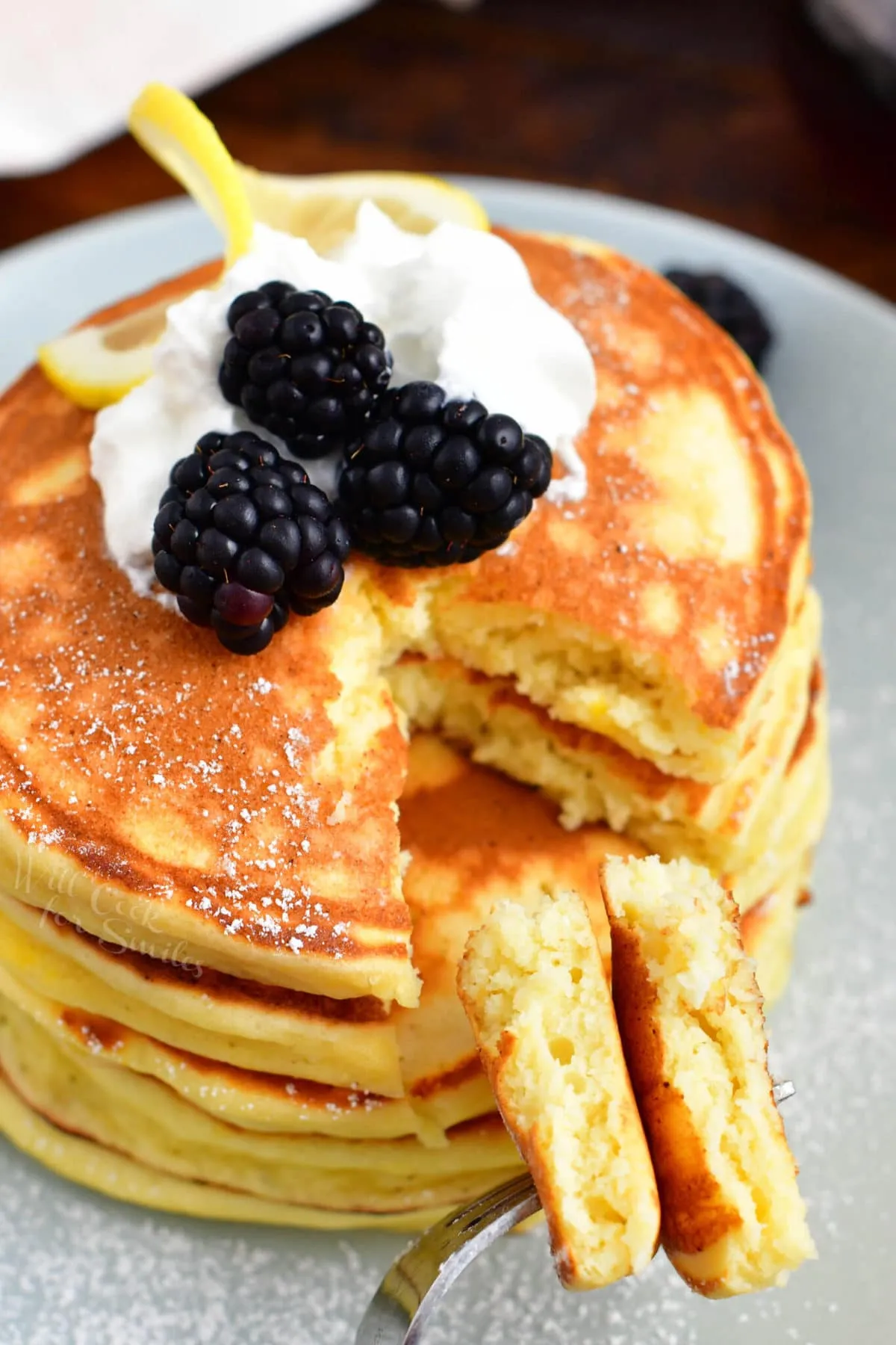 Chocolate Ricotta Pancakes with Whipped Rose Butter