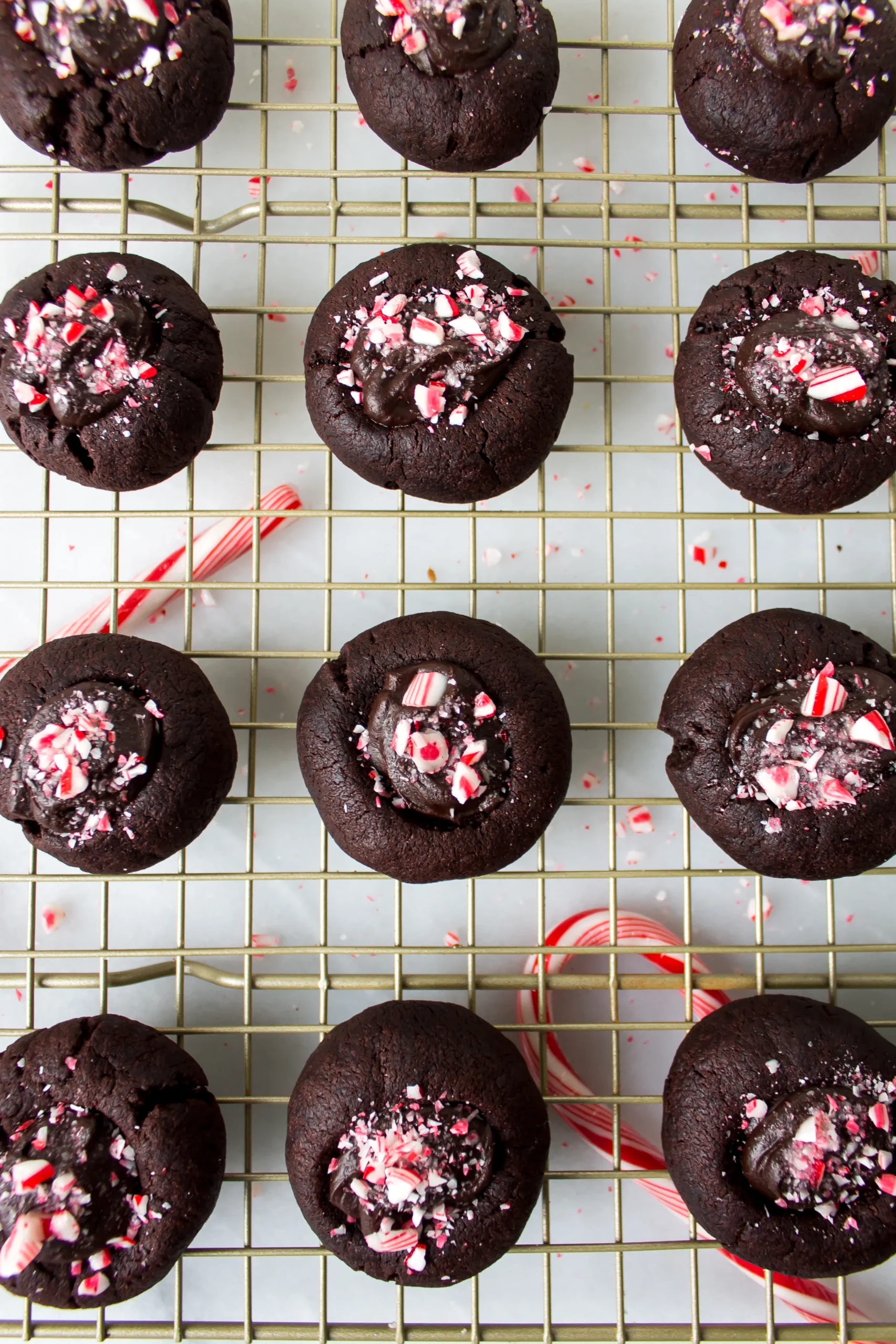 Chocolate Thumbprint Cookies with Peppermint Filling