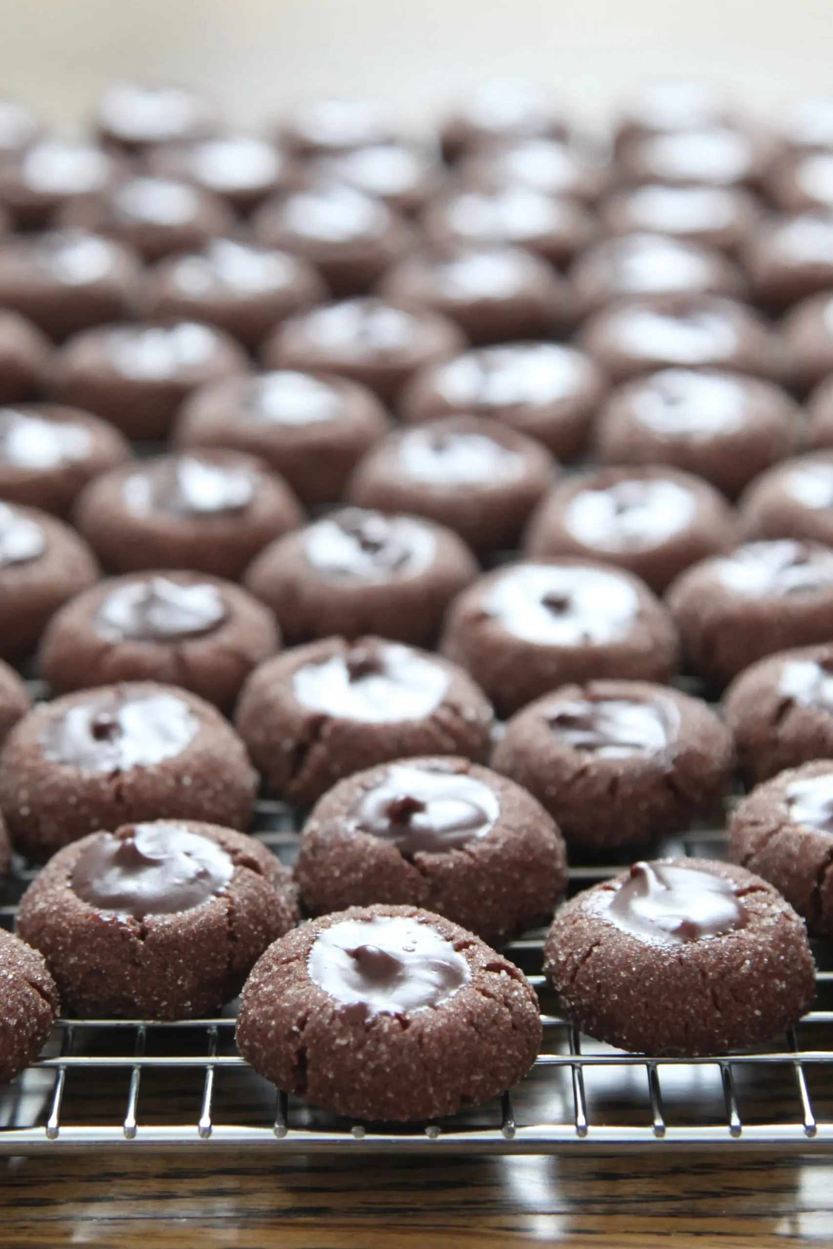 Chocolate Thumbprint Cookies with Toffee Bits