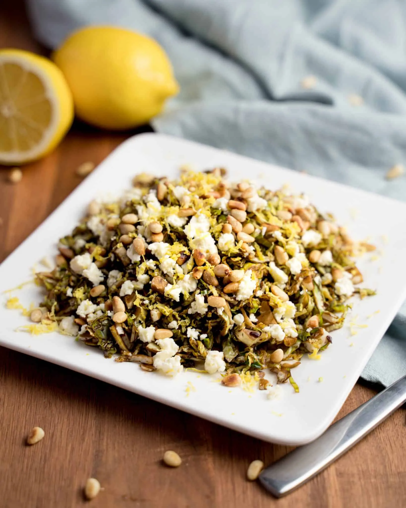 Chopped Brussels Sprouts with Feta Cheese