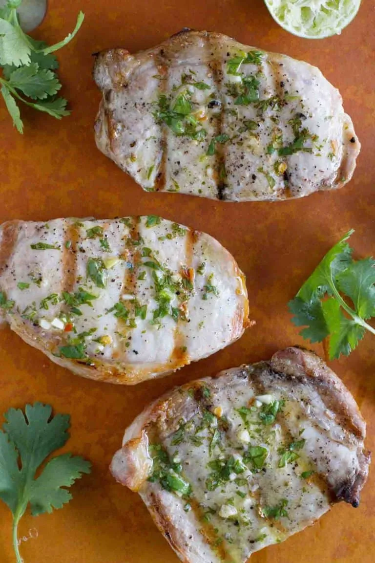 Cilantro Lime Grilled Pork Chops with Southwestern Guacamole