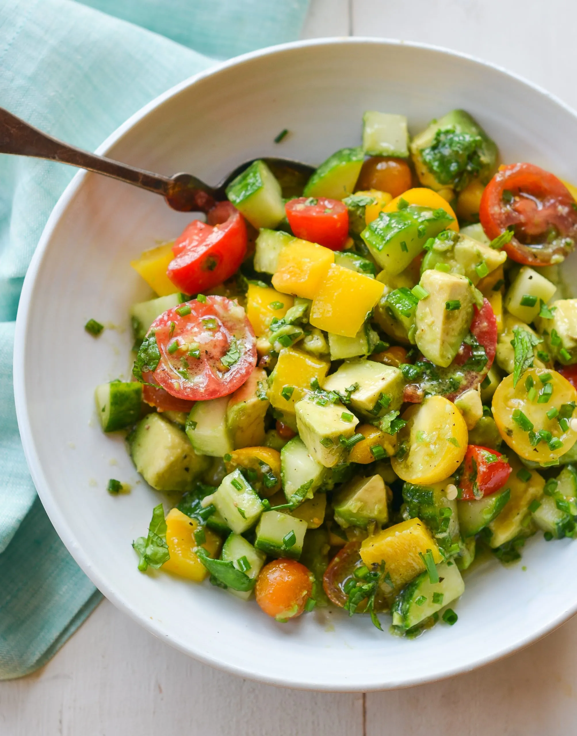 Cinnamon Avocado Salad with Hummus Cottage Cheese