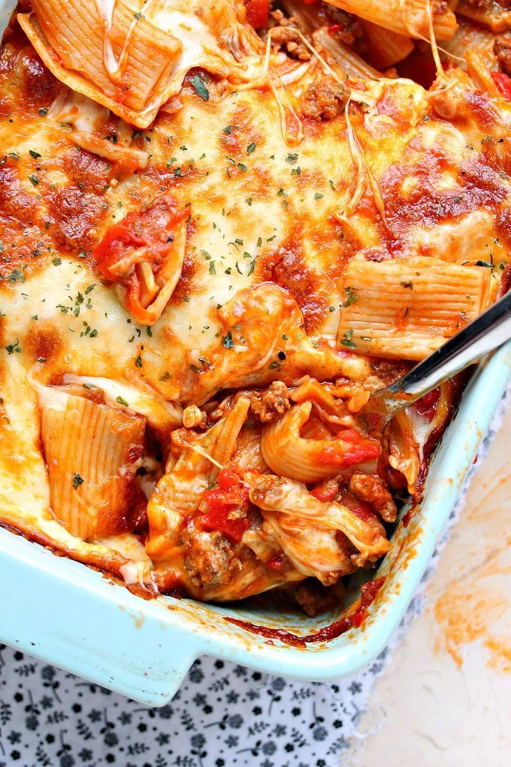 Classic Cheesy Stuffed Sausage Pasta Bake