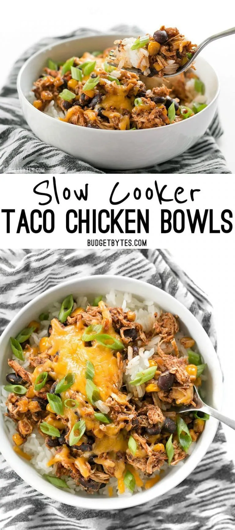 Clean Eating Crock Pot Chicken Taco Bowls