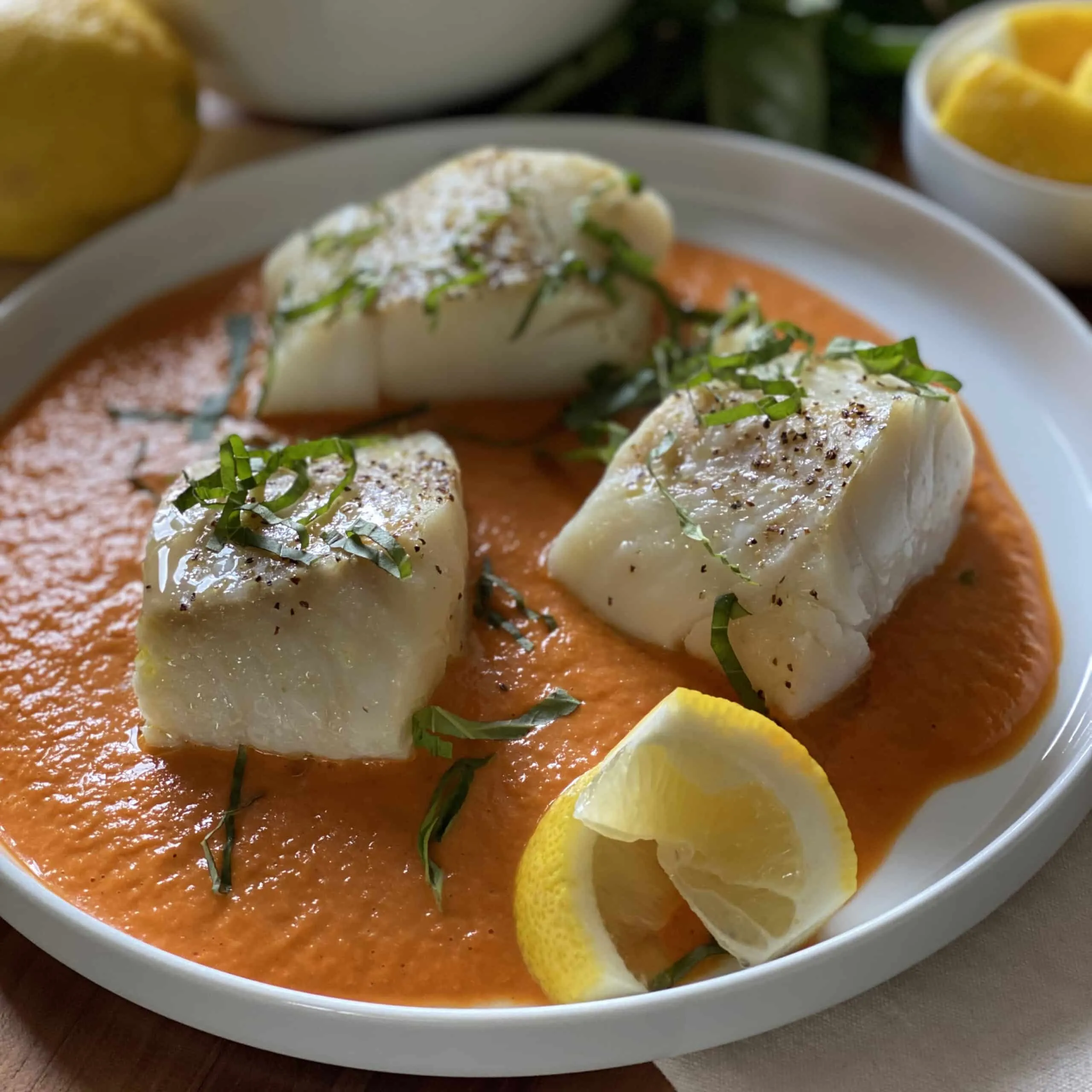 Cod Marinated in Pepper and Pumpkin Seed Salsa