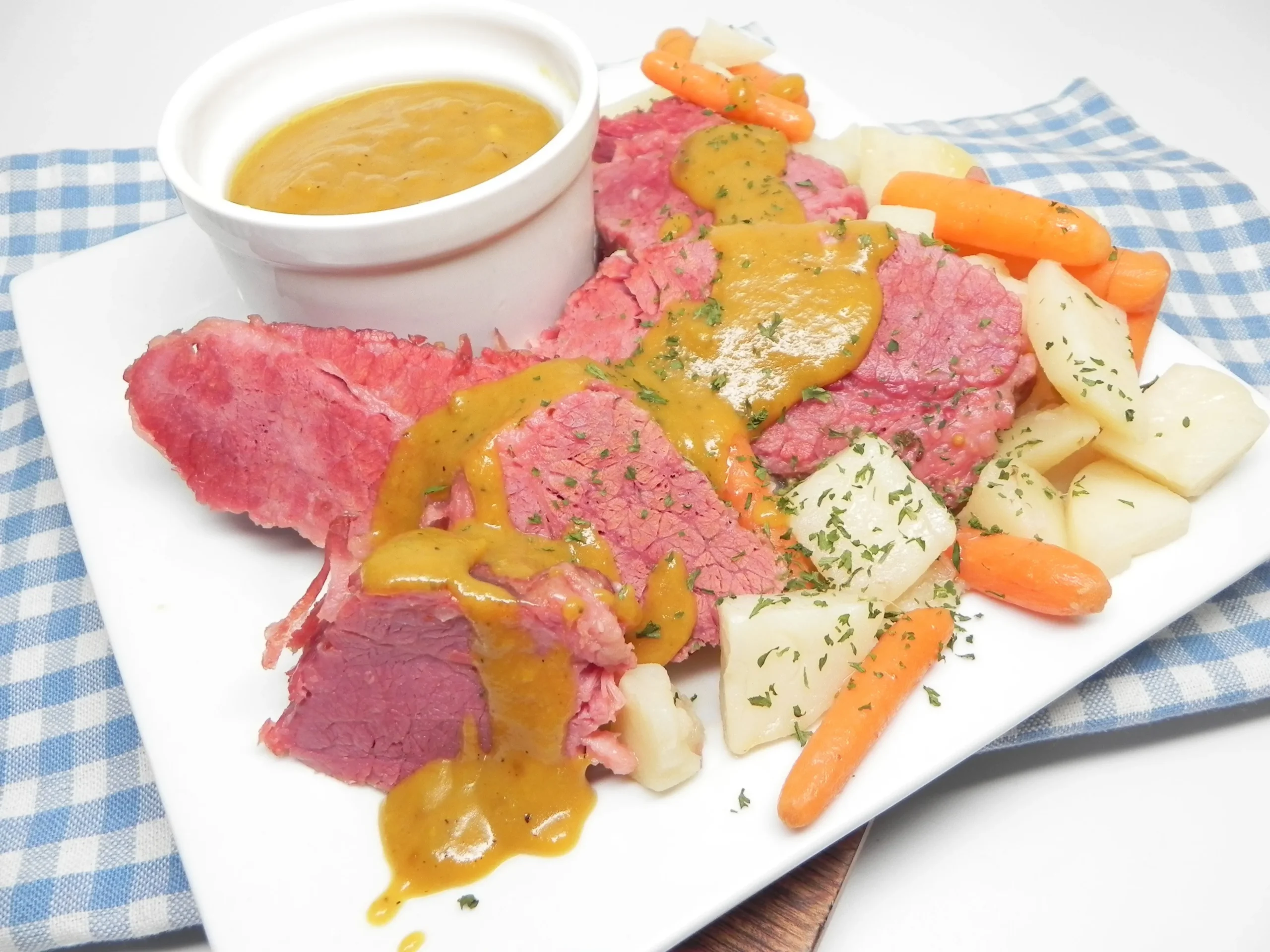 Corned Beef with Rhubarb Mustard Sauce