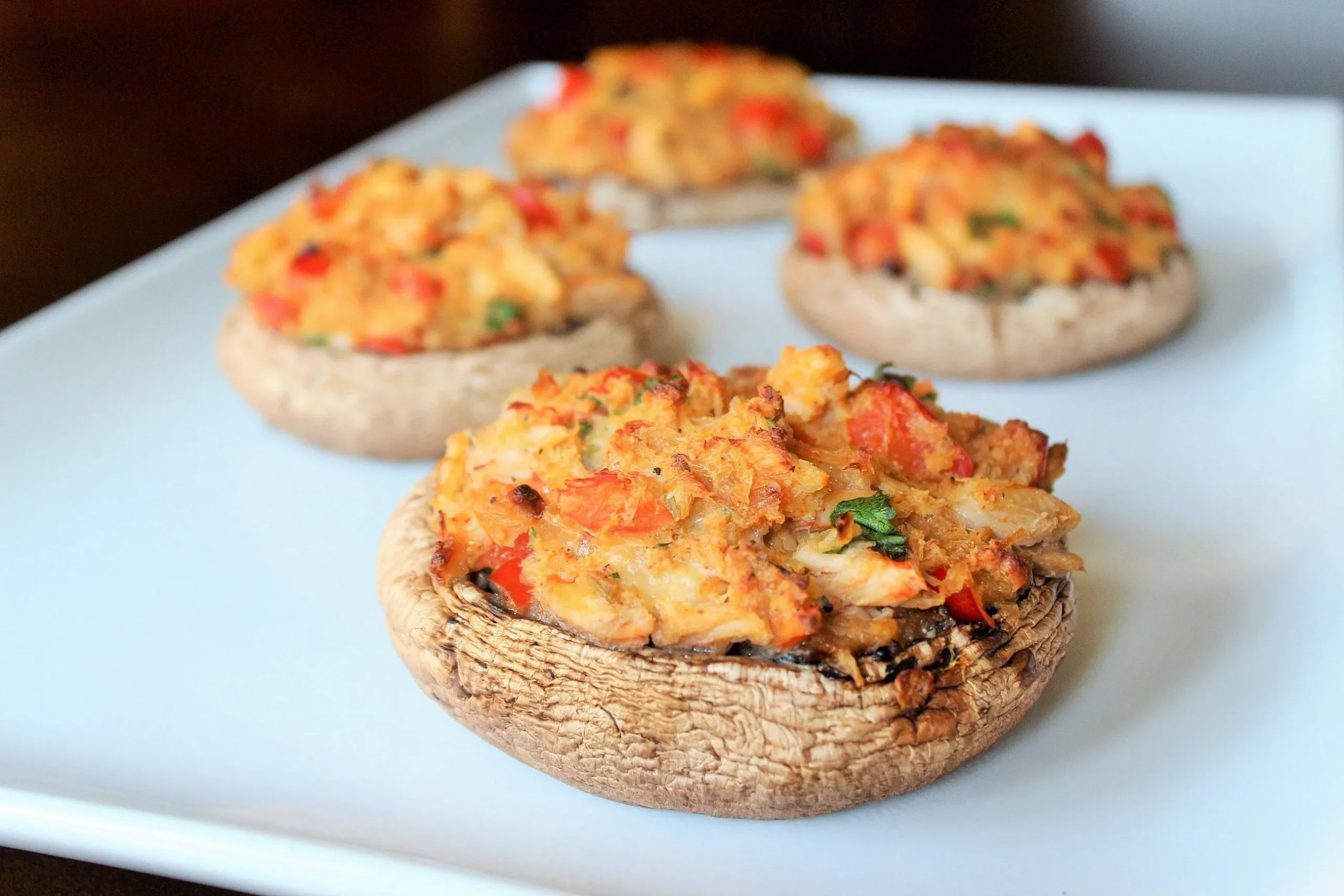 Crab Cake Stuffed Portobello Mushrooms