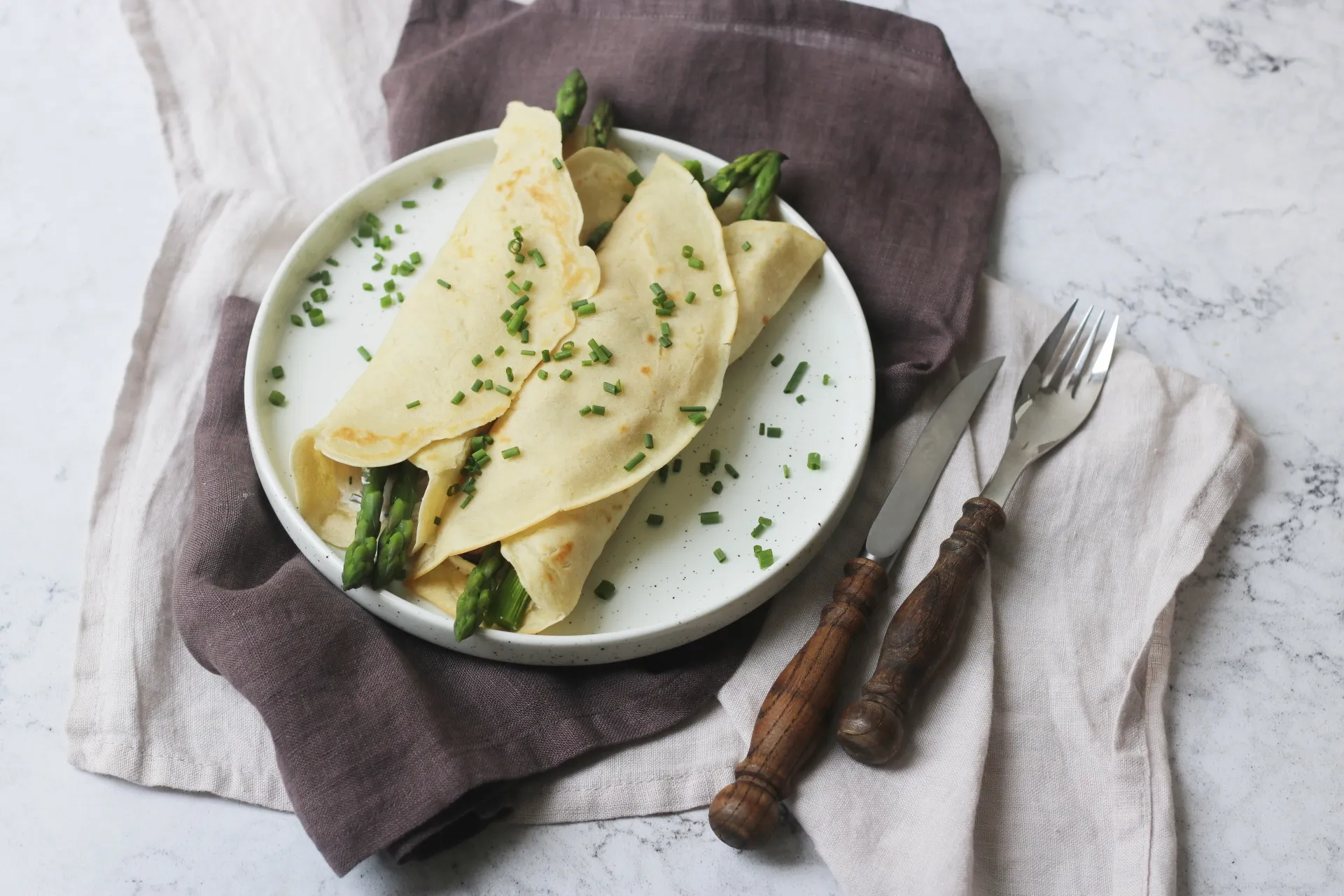 Crab Mushroom and Asparagus Crepes