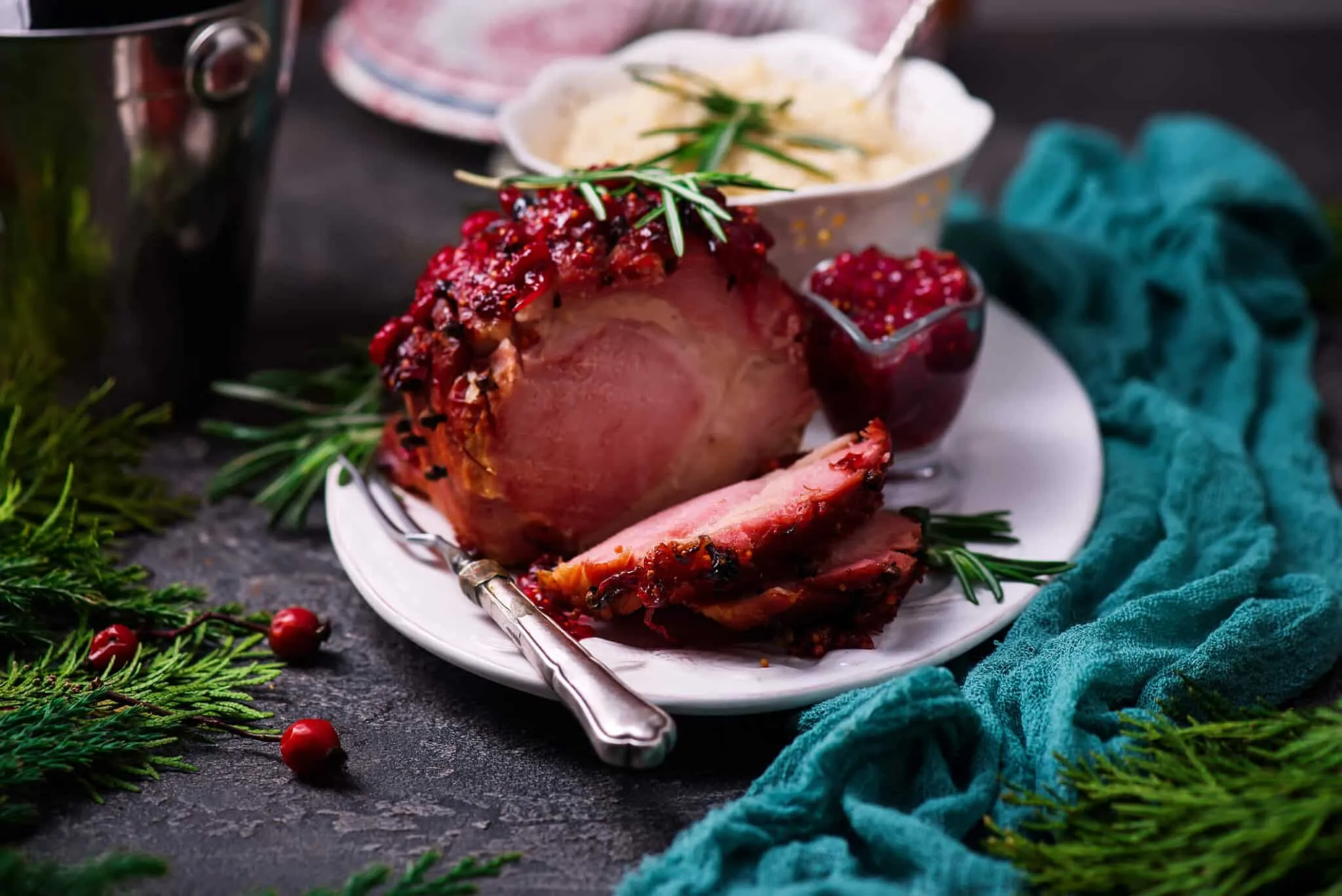 Cranberry Burgundy Glazed Ham