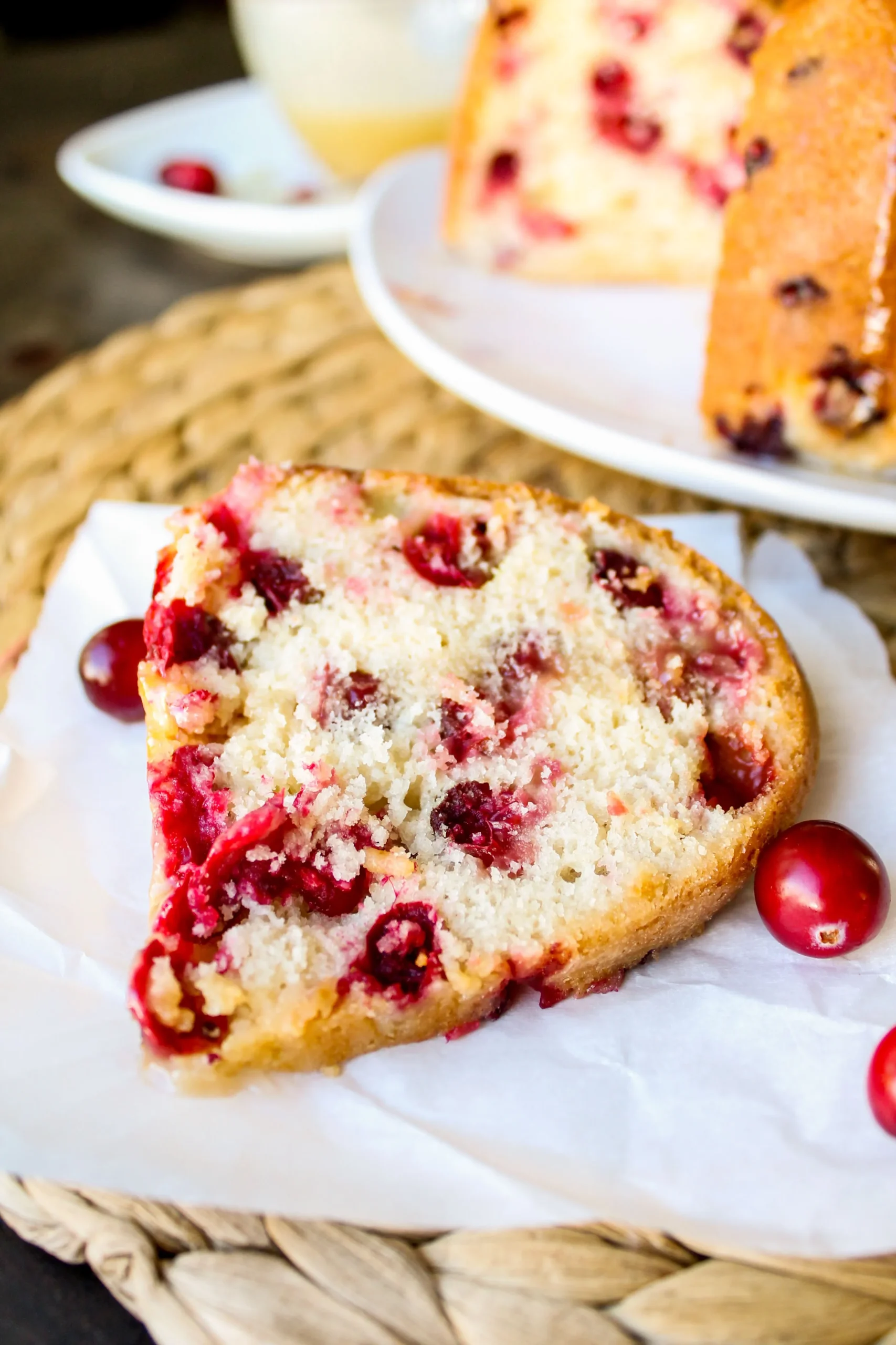 Cranberry Butter Cake with Warm Vanilla Sauce