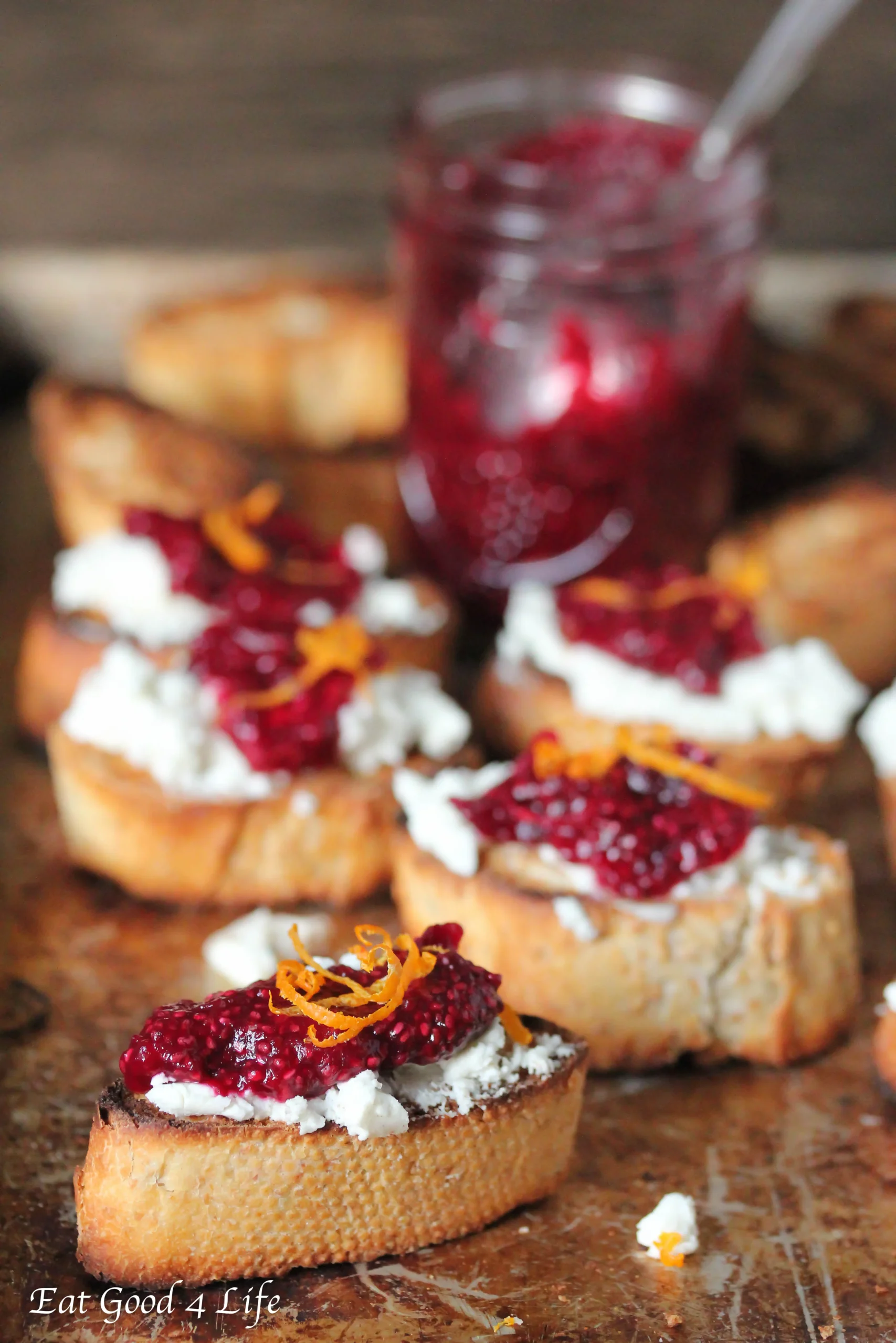 Cranberry Goat Cheese Crostinis